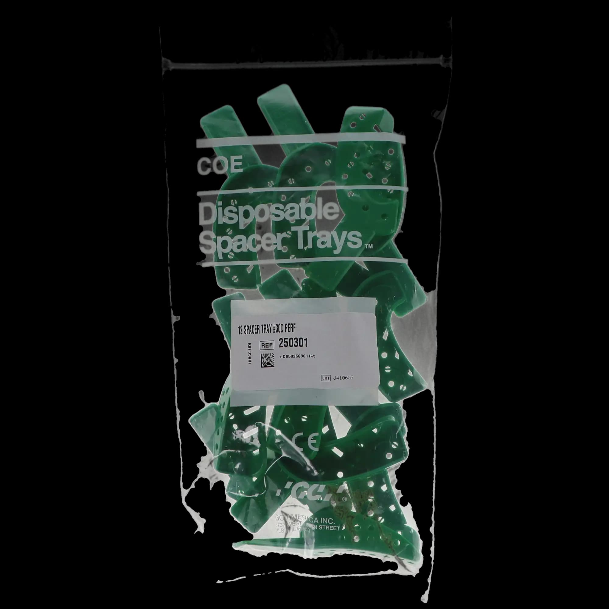 COE Spacer Disposable Perforated Impression Trays, #30D, Partial Upper Left/Lower Right, Green, 12/Pk, 253012 thumbnail 5