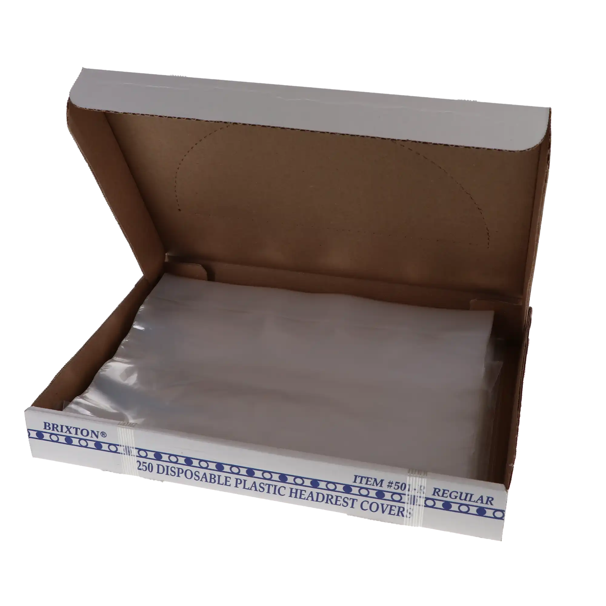 Brixton Disposable Plastic Headrest Covers, Regular, Clear, 10" x 11.25", 250/Box, 501R thumbnail 6
