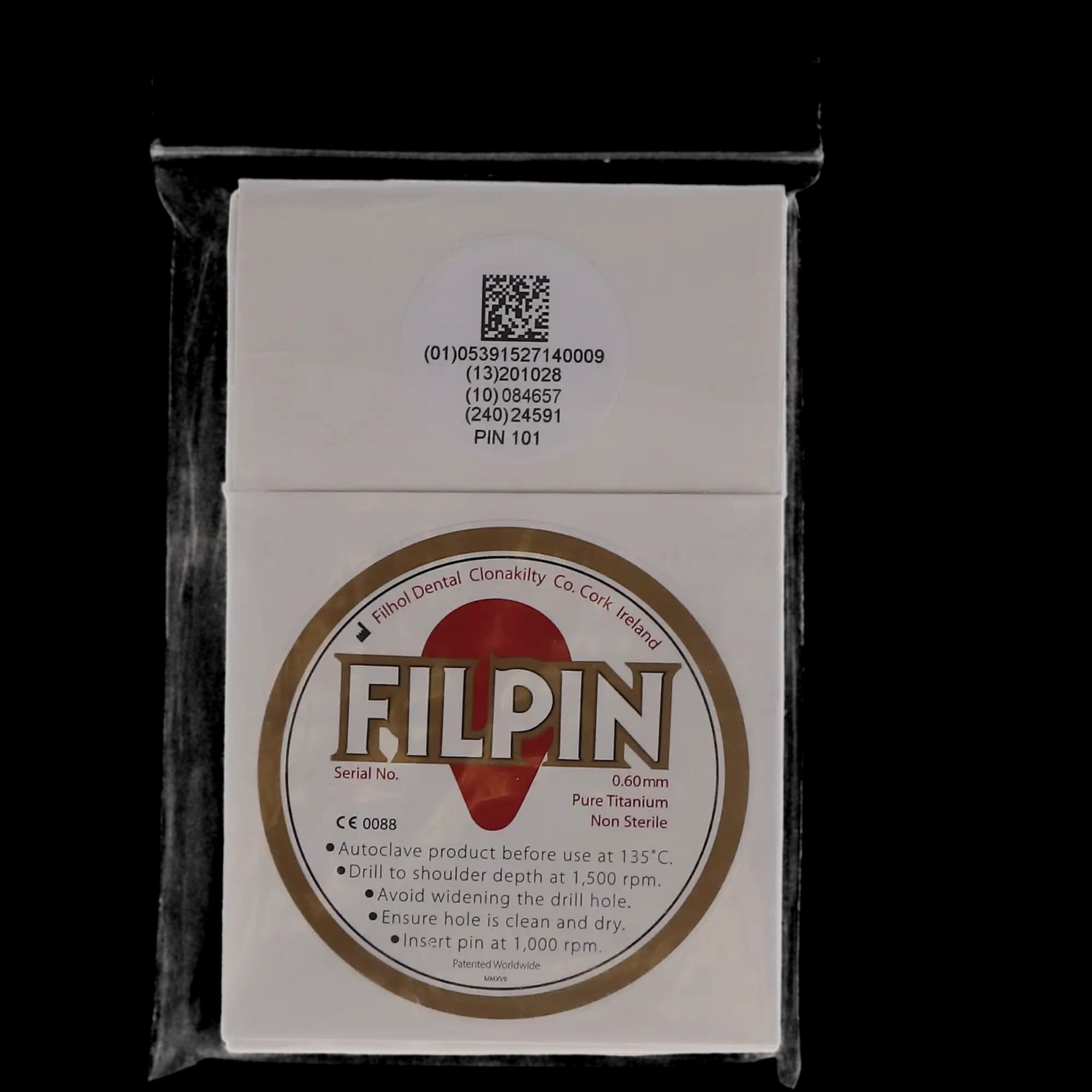 Filhol Filpin Titanium Dental Pins, Standard Package, Universal, 0.021", Red, 38/Pk, PIN101 thumbnail 4