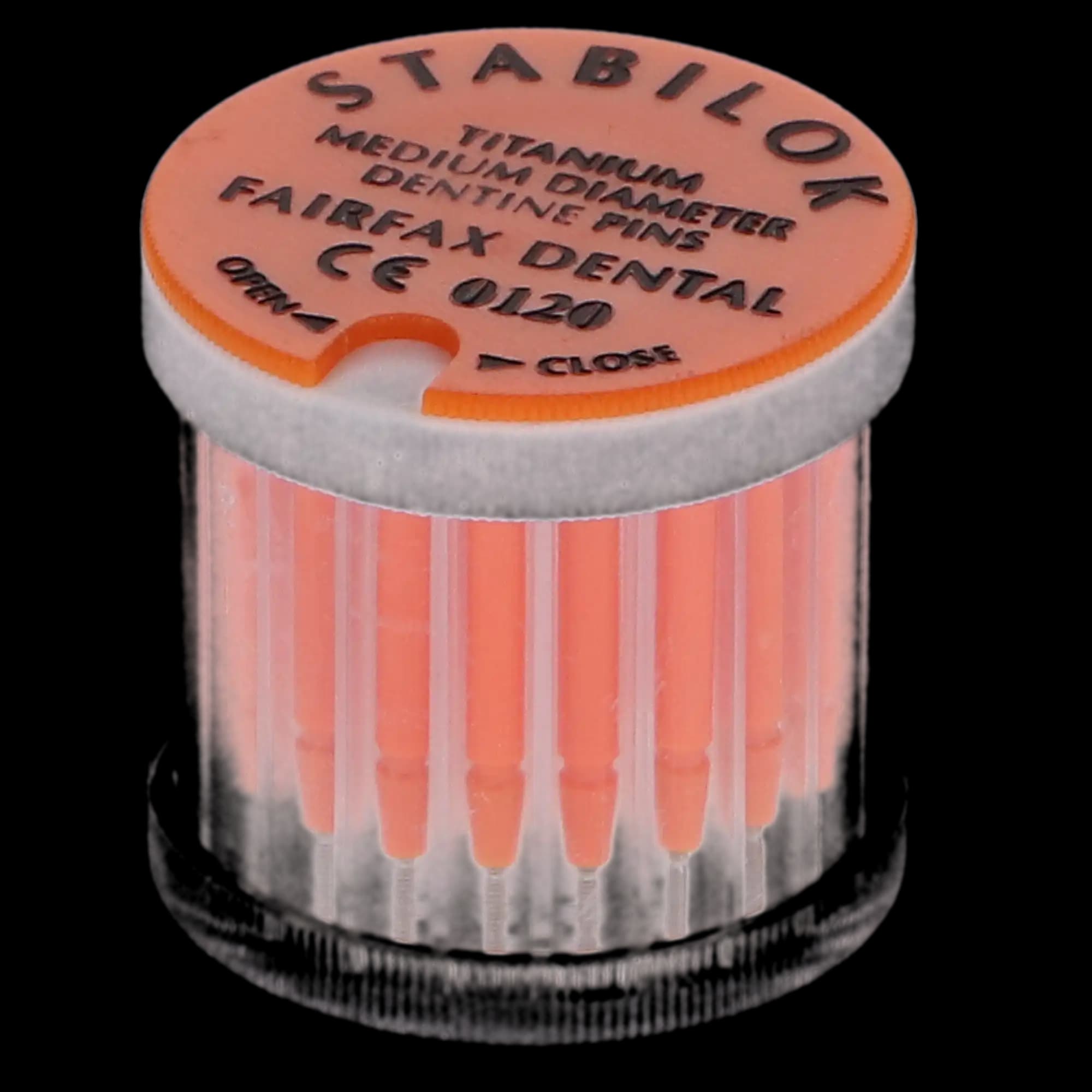 Stabilok Dentin Pins, Titanium, Standard Kit, 0.027" (Orange), 20/Pk with 1 Drill, Ref 50048 thumbnail 2