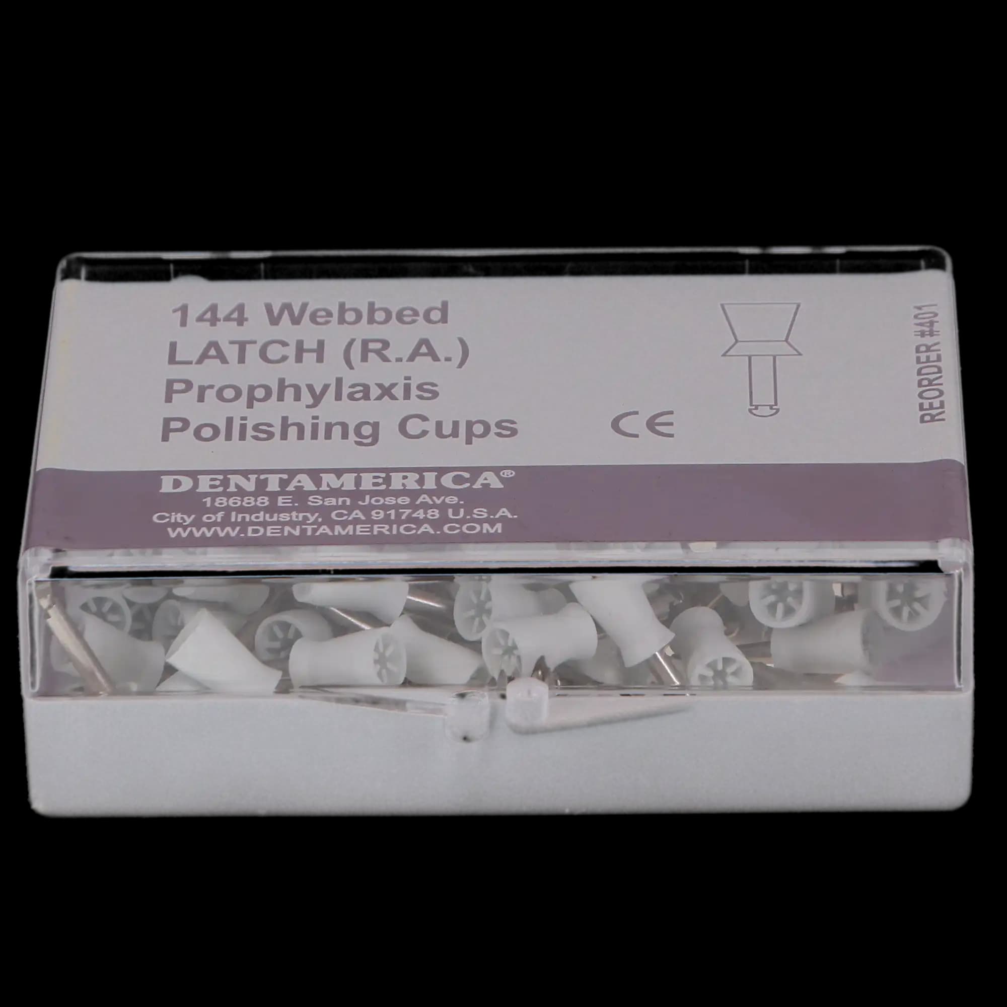 Dentamerica Prophy Cups, Latch Type, 6-Webbed, Medium Soft, White, 144/Pk, #401 thumbnail 7