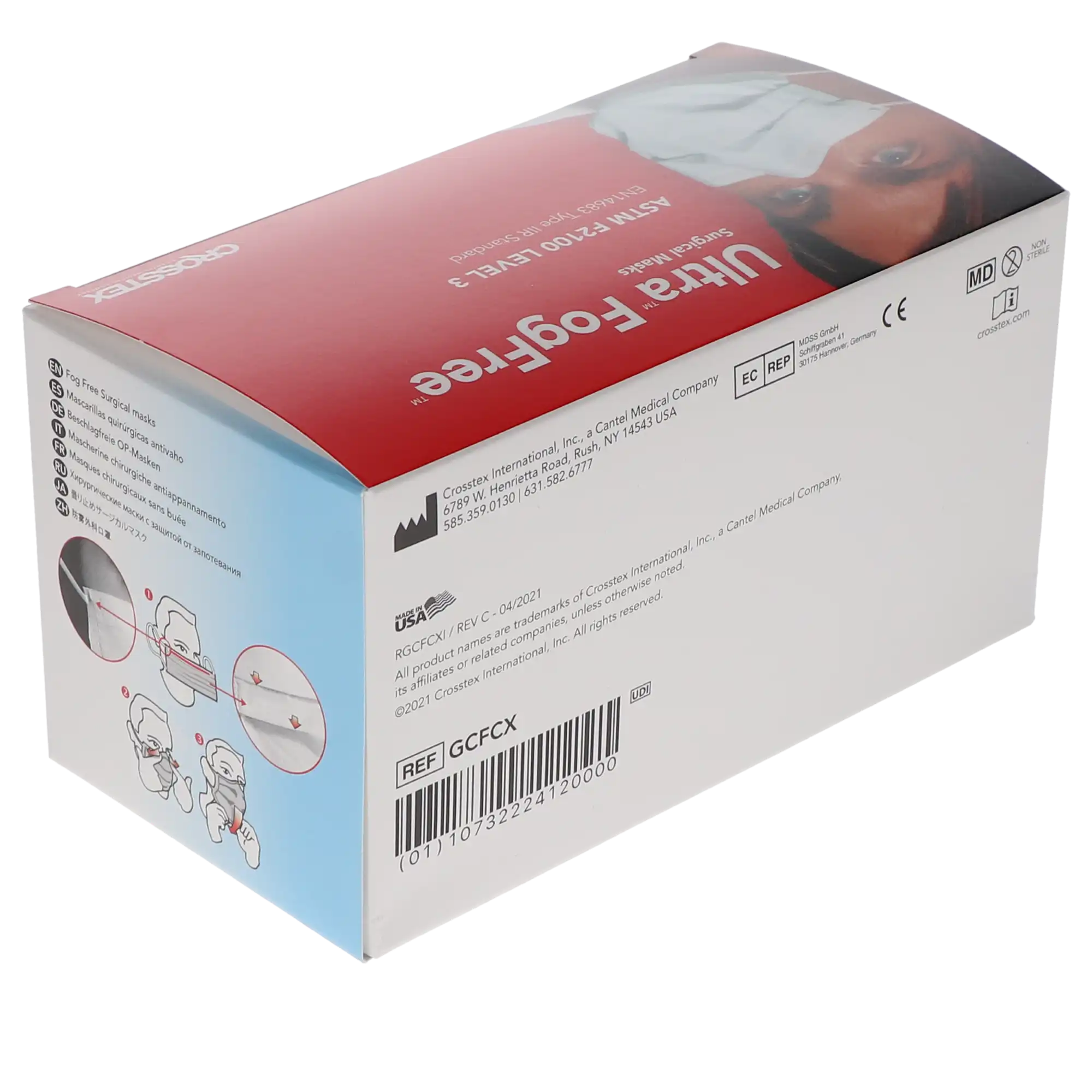 Ultra FogFree Surgical Face Mask, ASTM Level 3, Earloop, Blue, 40/Box, GCFCX thumbnail 12