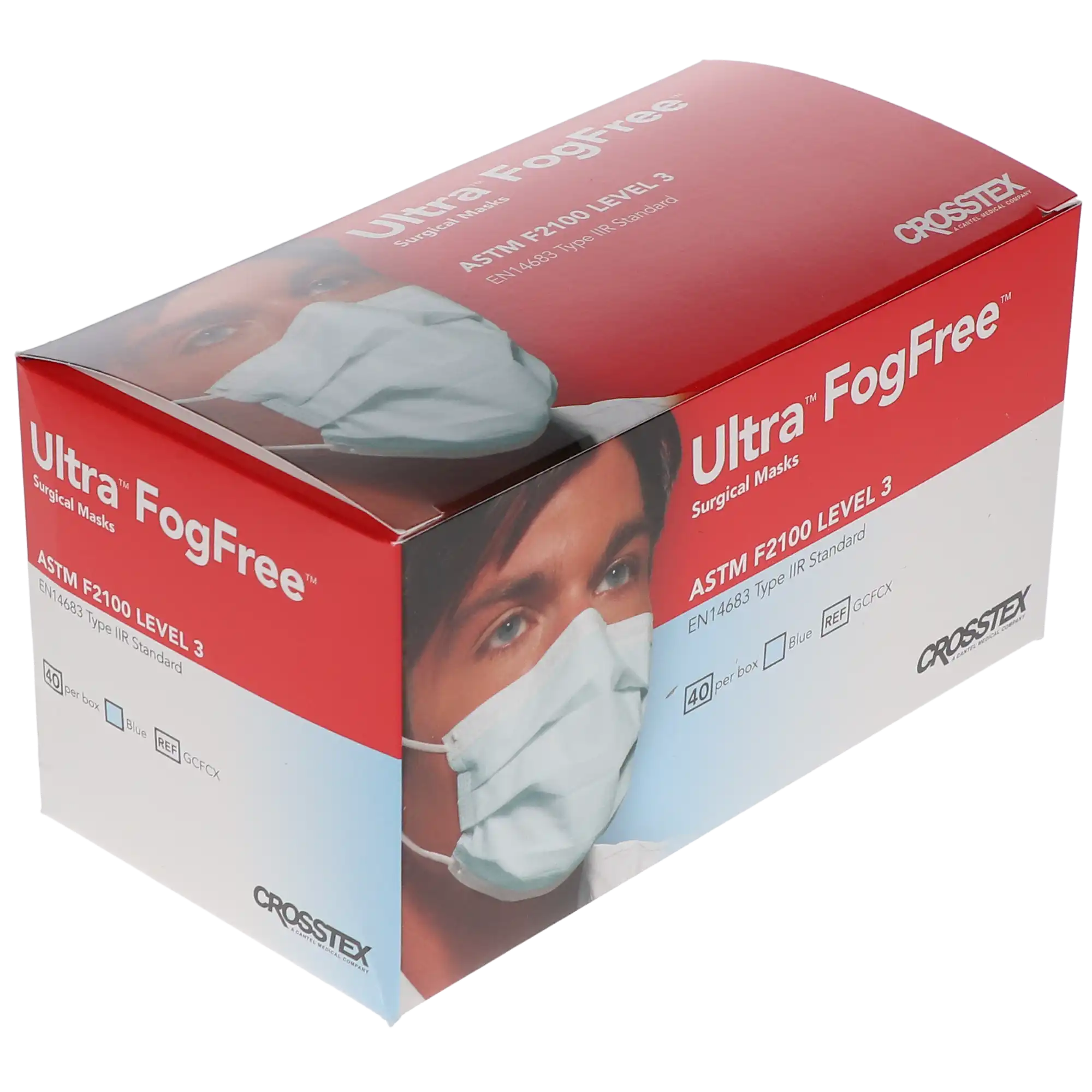 Ultra FogFree Surgical Face Mask, ASTM Level 3, Earloop, Blue, 40/Box, GCFCX thumbnail 13