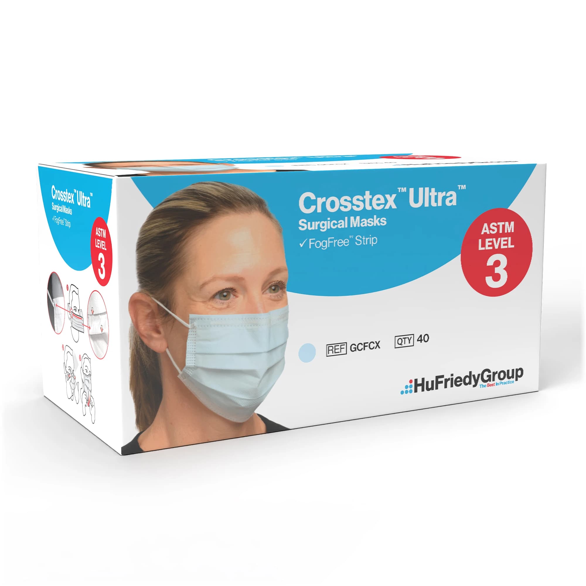 Ultra FogFree Surgical Face Mask, ASTM Level 3, Earloop, Blue, 40/Box, GCFCX thumbnail 15