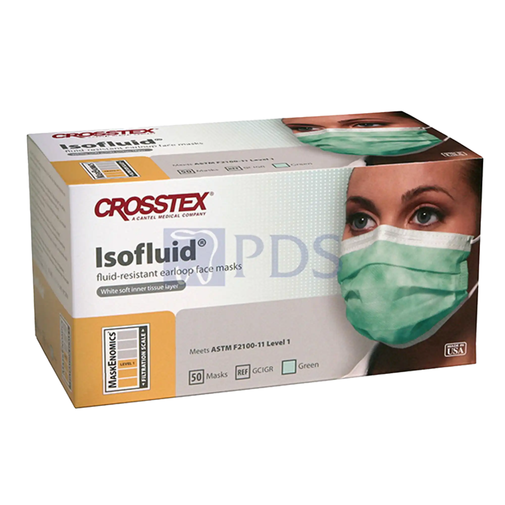 Isofluid™ Surgical Face Mask, ASTM Level 1, Earloop, Green, 50/Box, GCIGR thumbnail 9