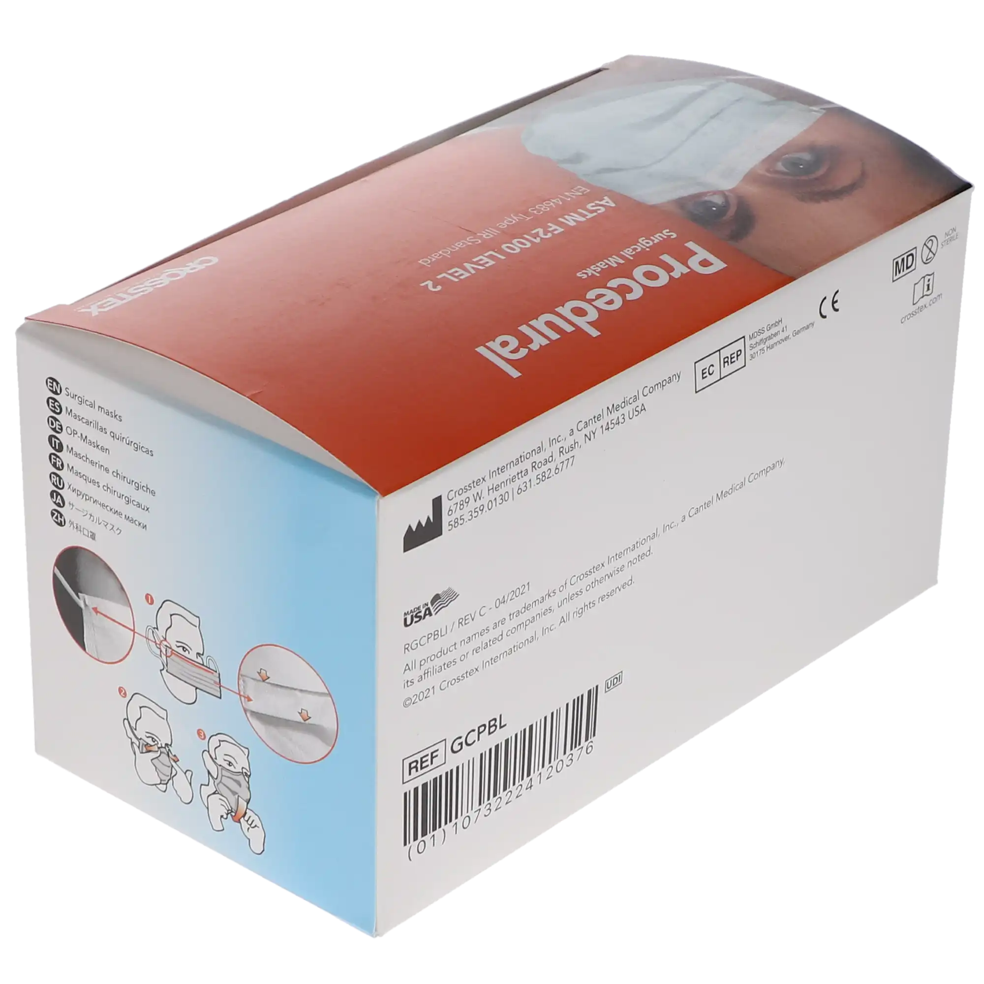 Crosstex Procedural Earloop Face Mask, ASTM Level 2, Blue, 50/Box, GCPBL thumbnail 10