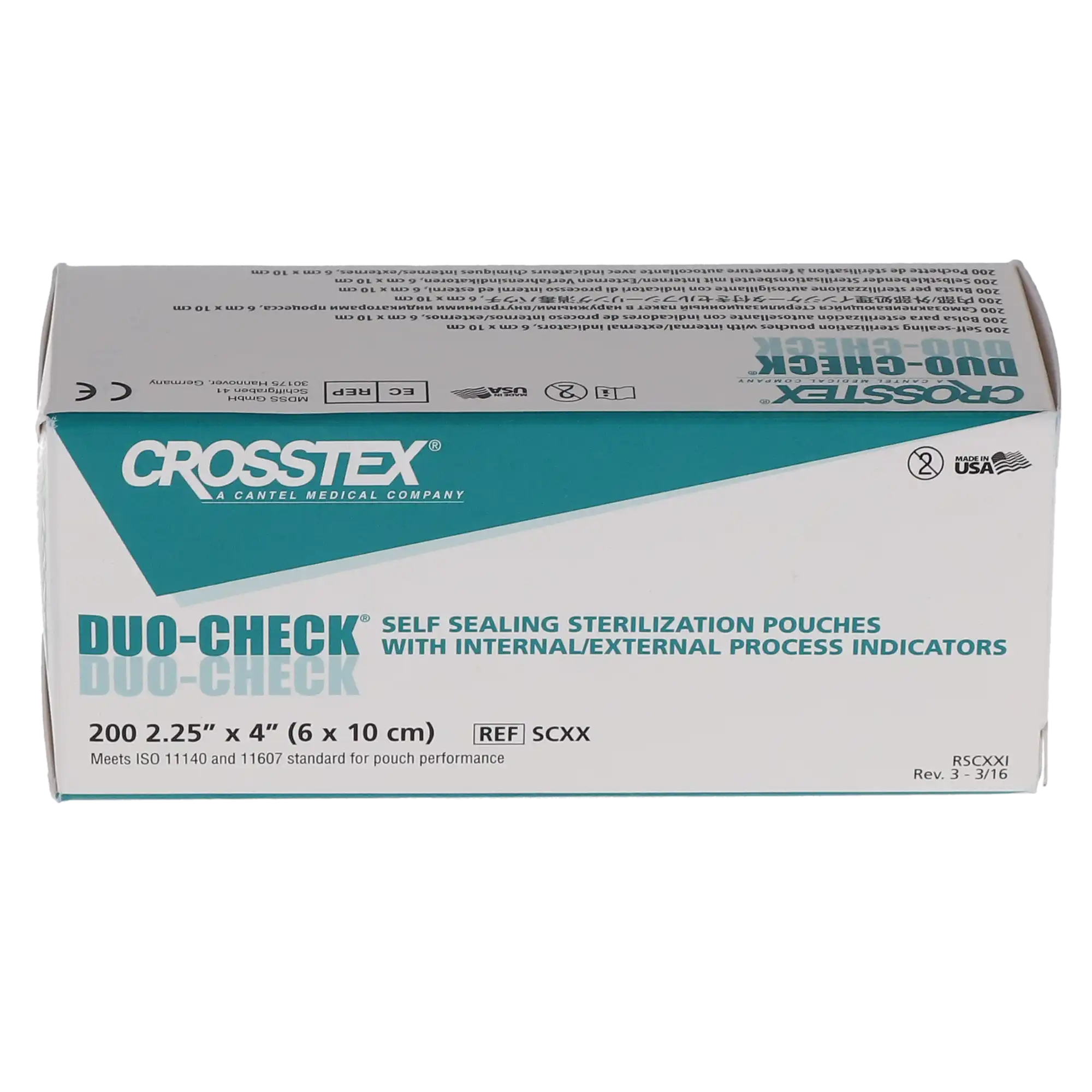Crosstex Duo-Check Self-Seal Sterilization Pouches, 2.25" x 4", Blue Tint, 200/Box, SCXX thumbnail 10