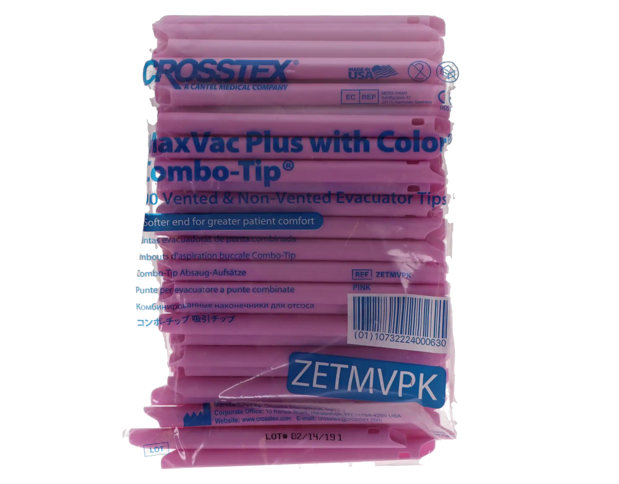 MaxVac Plus Combo Tip Evacuators, Pink, Vented/Non-Vented, 100/Pk, ZETMVPK thumbnail 5