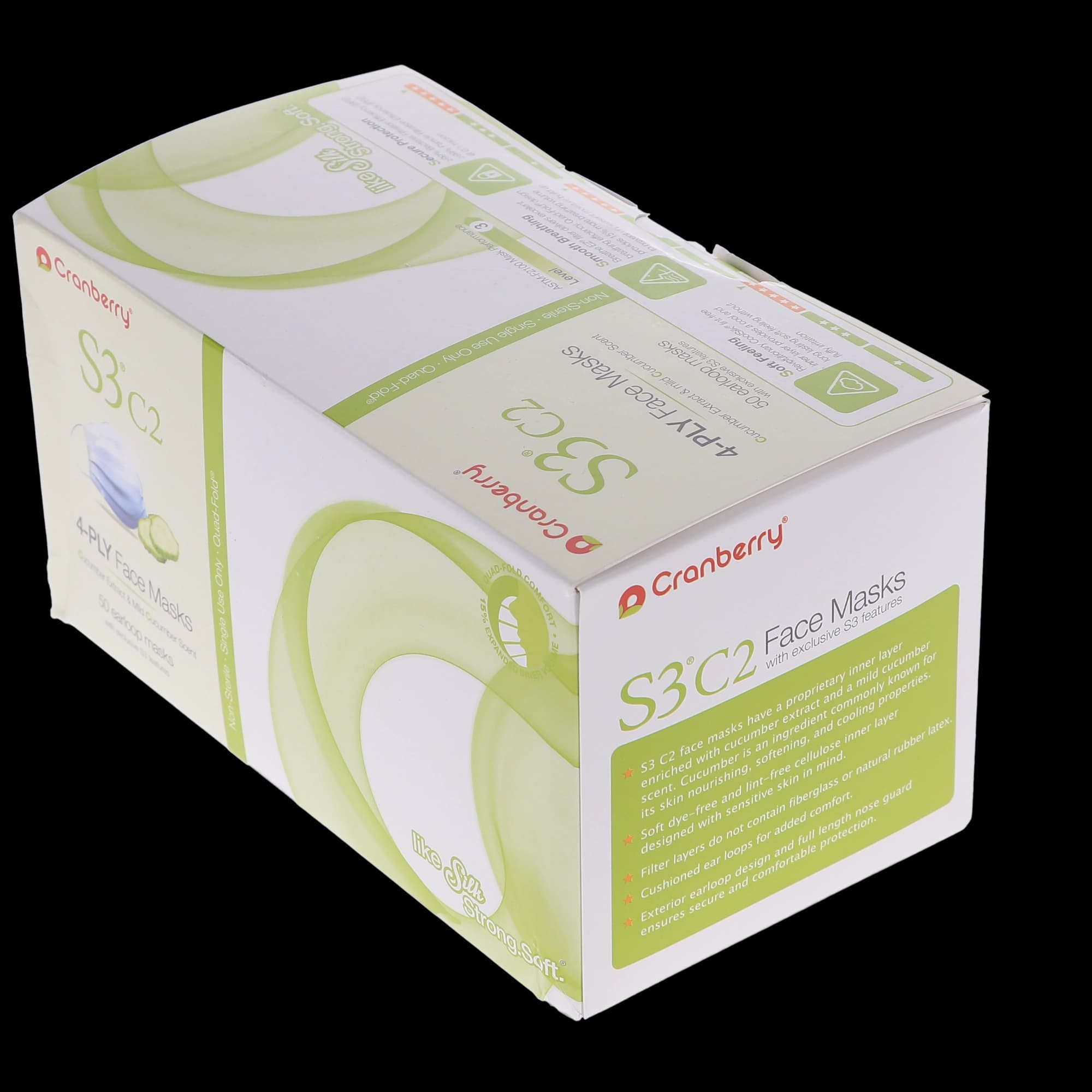 Cranberry S3 C2 Earloop Face Masks, ASTM Level 3, Blue, Cucumber Extract, 50/Box, S3070B thumbnail 9