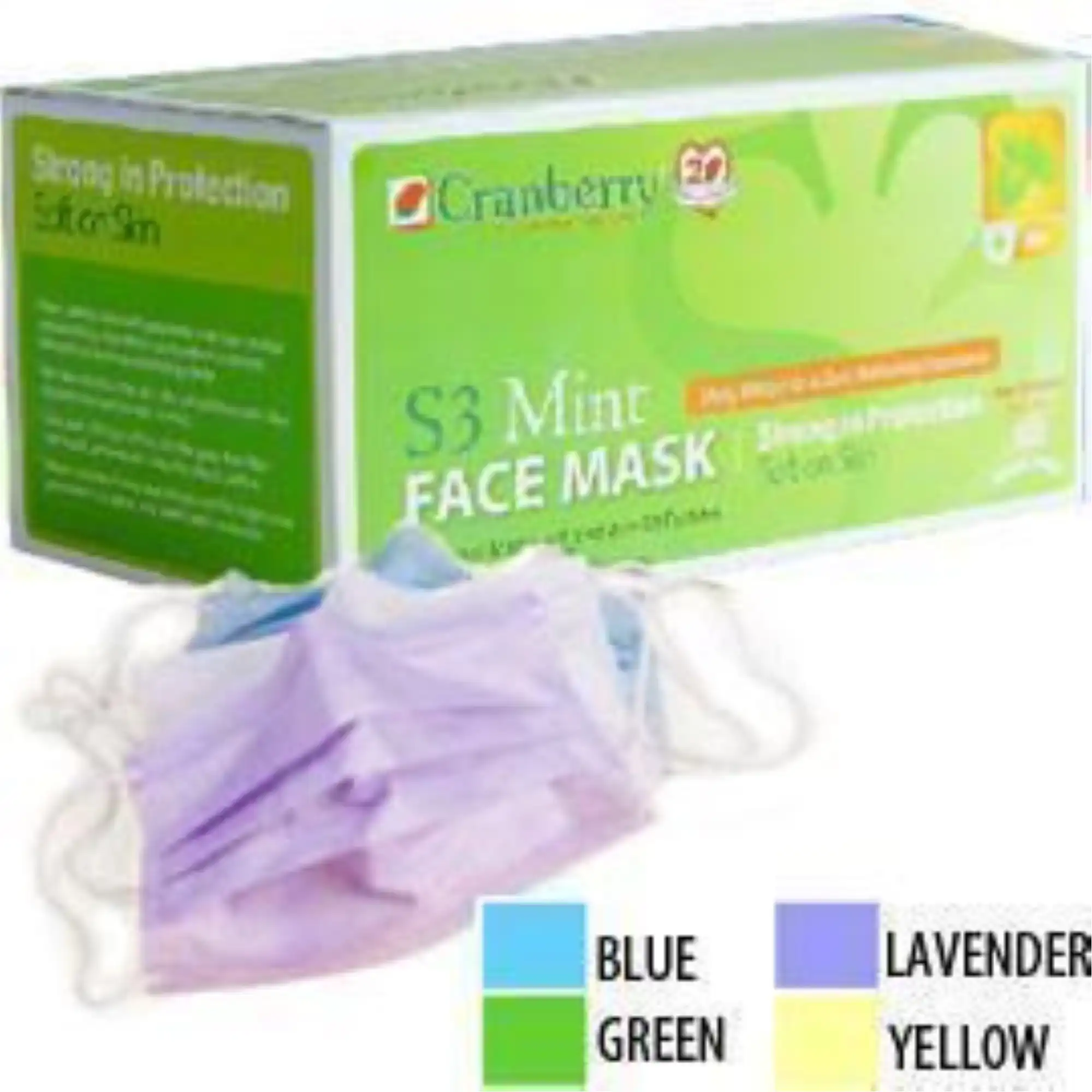 Cranberry S3 Mint Earloop Face Masks, ASTM Level 3, Green, 50/Box, S3090G thumbnail 3