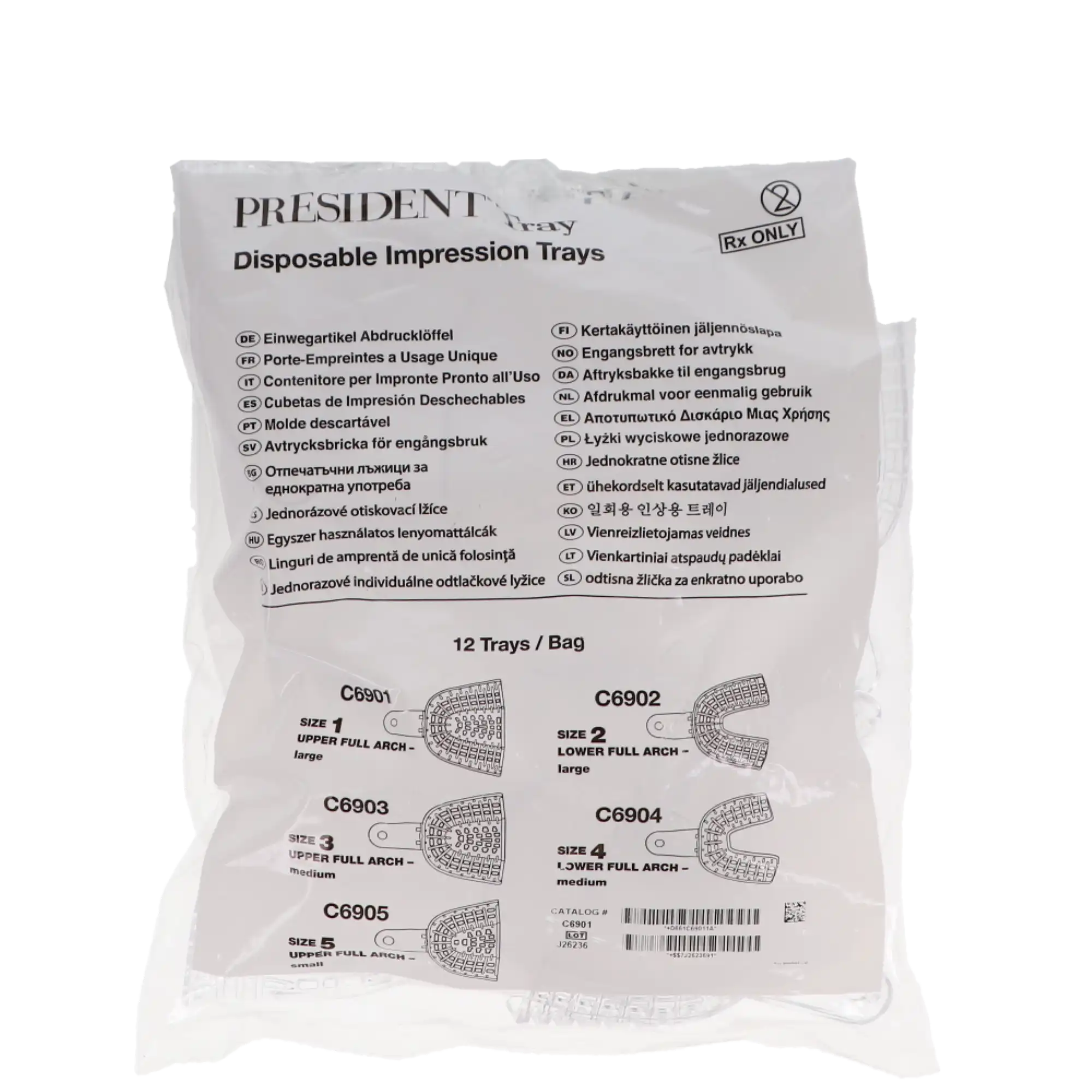 President Disposable Impression Trays, #1 Large Upper, Clear, Perforated, 12/Pk, C6901 thumbnail 5