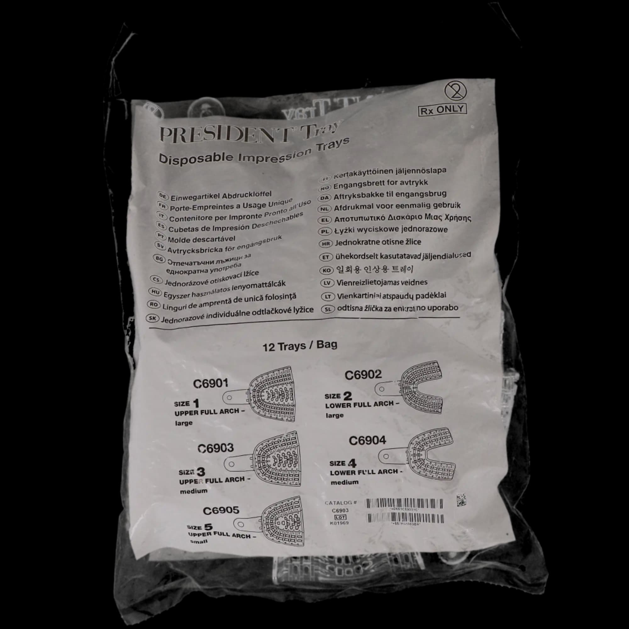 President Disposable Impression Trays, #3 Upper Medium, Clear, Perforated, 12/Pkg, C6903 thumbnail 8