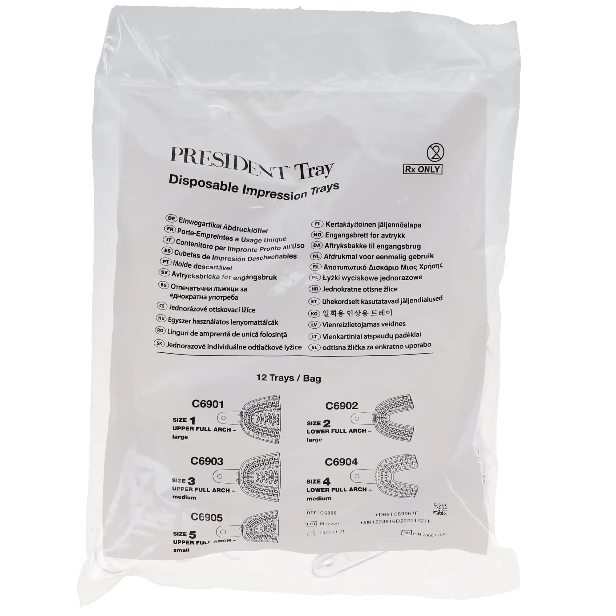 President Disposable Impression Trays #6 Small Lower, Clear, Perforated, 12/Pk, C6906 thumbnail 8
