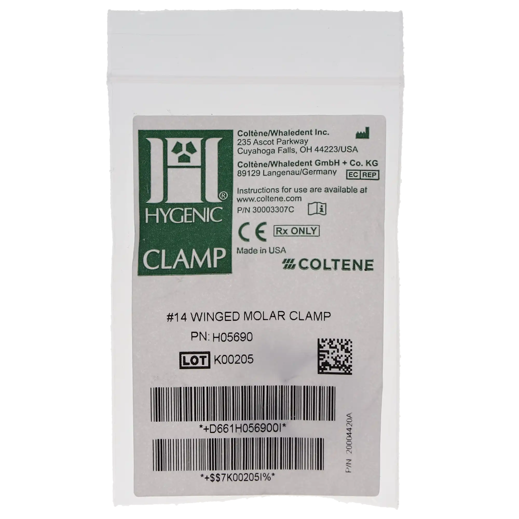 Hygenic Rubber Dam Clamp #14, Winged, Gloss Finish, H05690 thumbnail 5