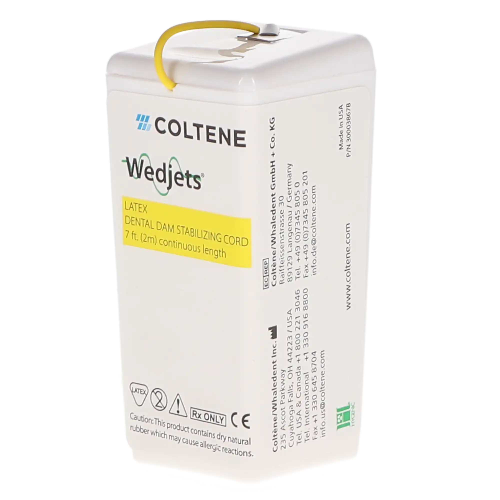 Wedjets Dental Dam Stabilizing Cord, Latex Rubber, 7 ft, Small, Yellow, 1/Pk, H06522 thumbnail 2