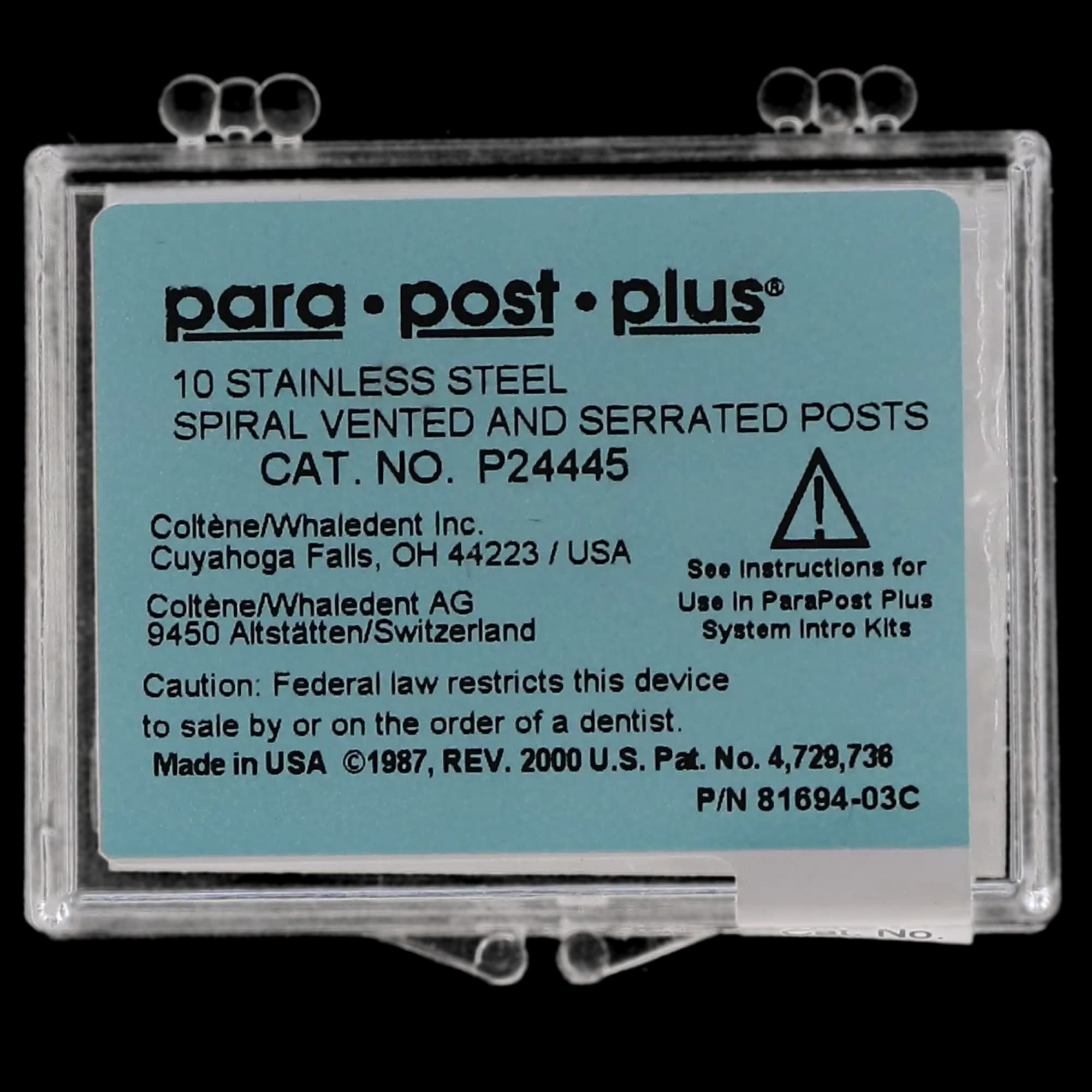 ParaPost Plus Stainless Steel Endodontic Post, Size 4.5 (0.045"/1.14mm), Blue, 10/Pk, P24445 thumbnail 6