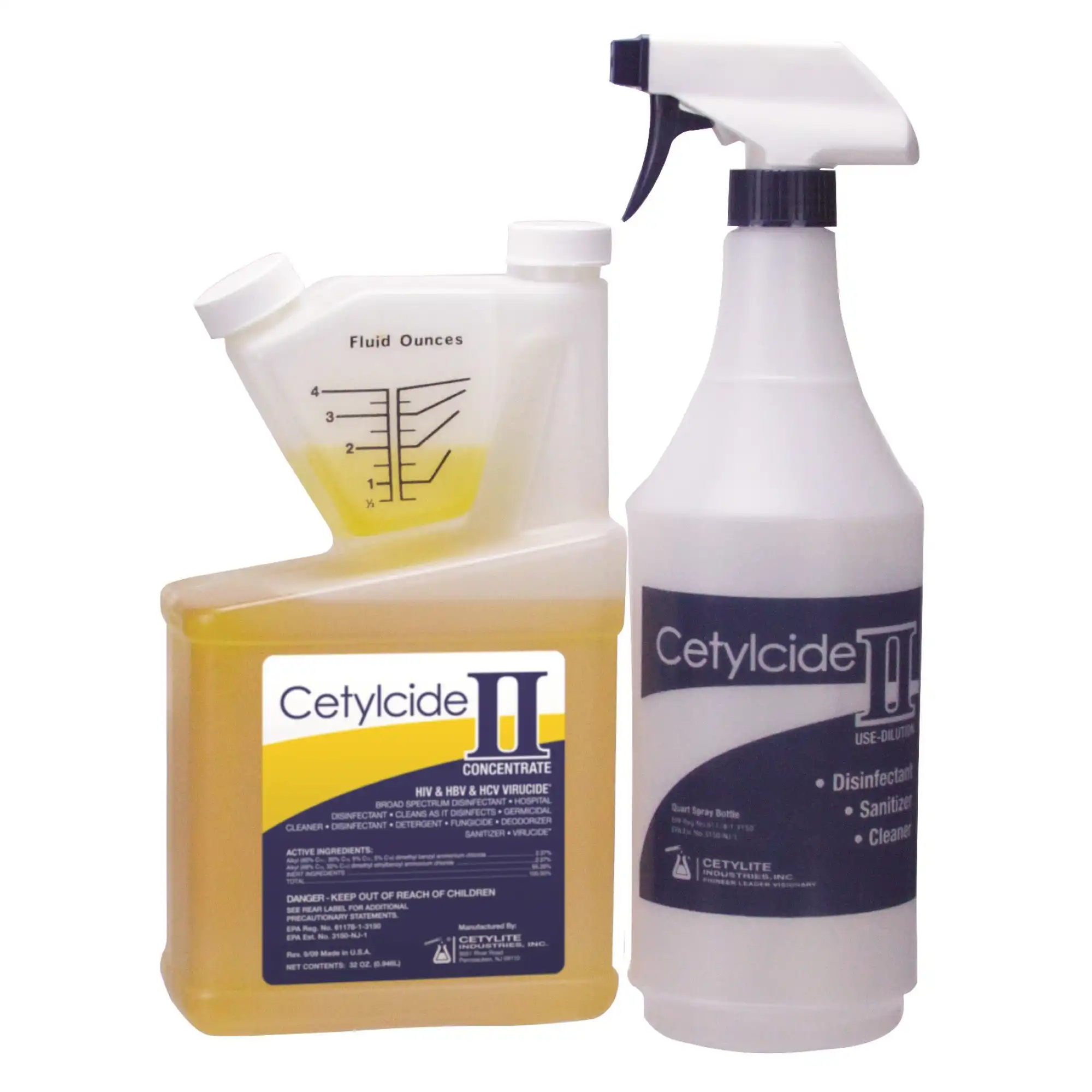 Cetylcide-II Hard Surface Disinfectant Concentrate, Lemon Scent, 32 oz (1 Quart) with 32 oz Spray Bottle, 0152 thumbnail 7