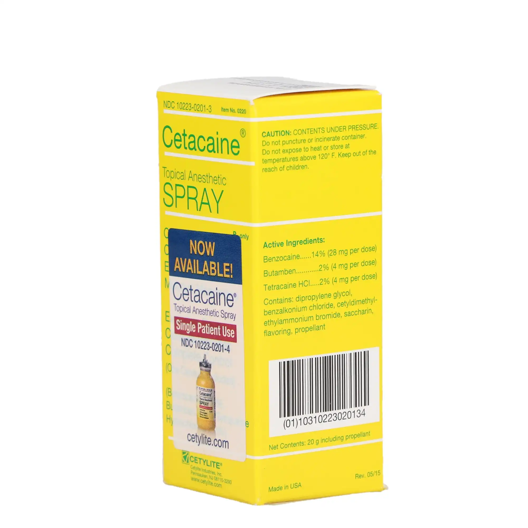 Cetacaine Topical Anesthetic Spray, 20g Bottle with Cannula, Benzocaine 14% / Butamben 2% / Tetracaine HCl 2%, 0220 thumbnail 12