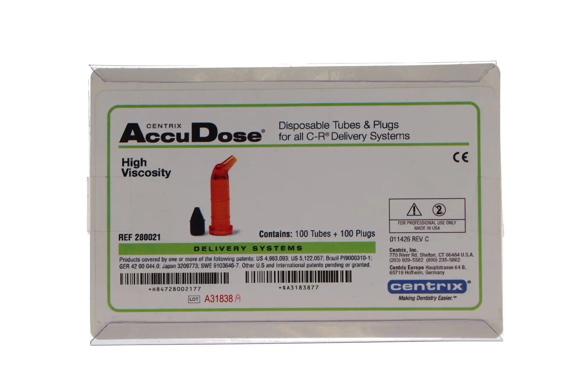 AccuDose High Viscosity Tubes & Plugs, PhotoBloc Orange, 100/Box, 280021 thumbnail 6