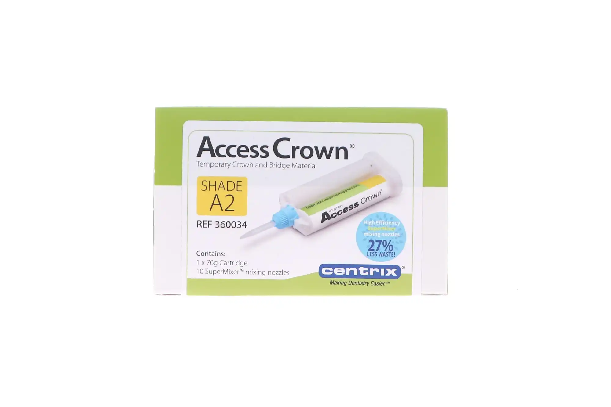 Access Crown Bis-Acryl Temporary Crown & Bridge Material, Shade A2, 76 g Cartridge with 10 SuperMixer™ Nozzles, 1 Kit, 360034 thumbnail 12