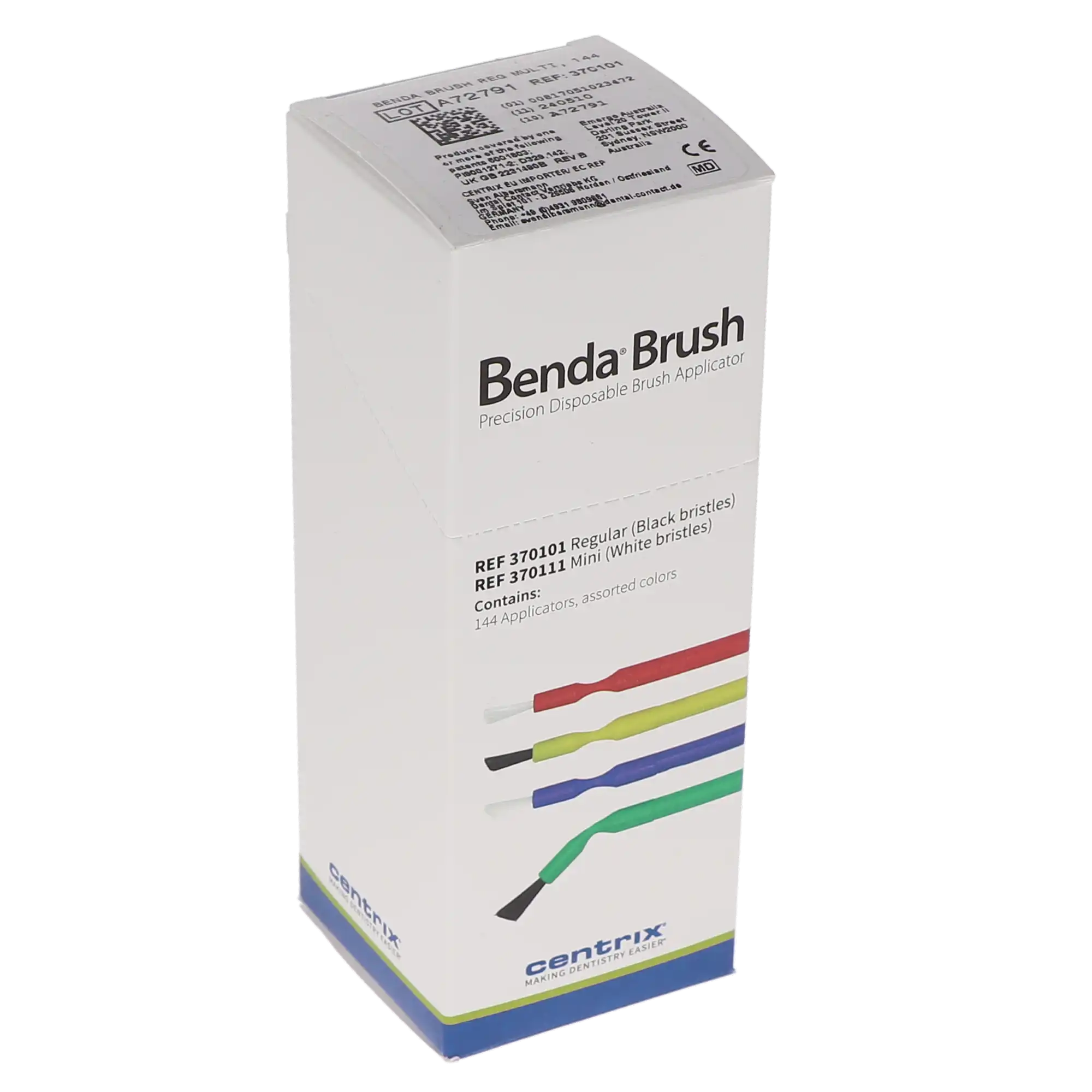 Benda Brush Regular Applicator, Single-Ended, Assorted Colors, Black Bristles, 144/Box, 370101 thumbnail 9