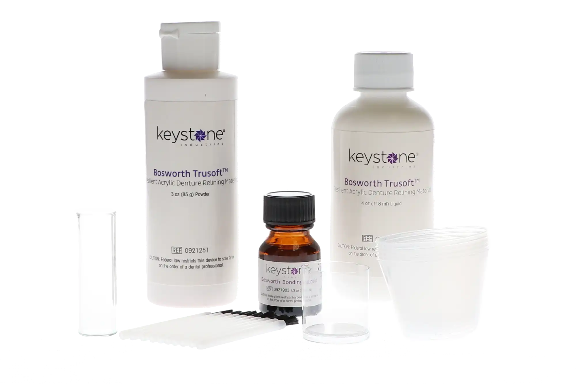 Trusoft Resilient Denture Acrylic Relining Material, Standard Kit (3 oz Powder, 4 oz Liquid, 10 ml Bonding Liquid), 921250 thumbnail 3
