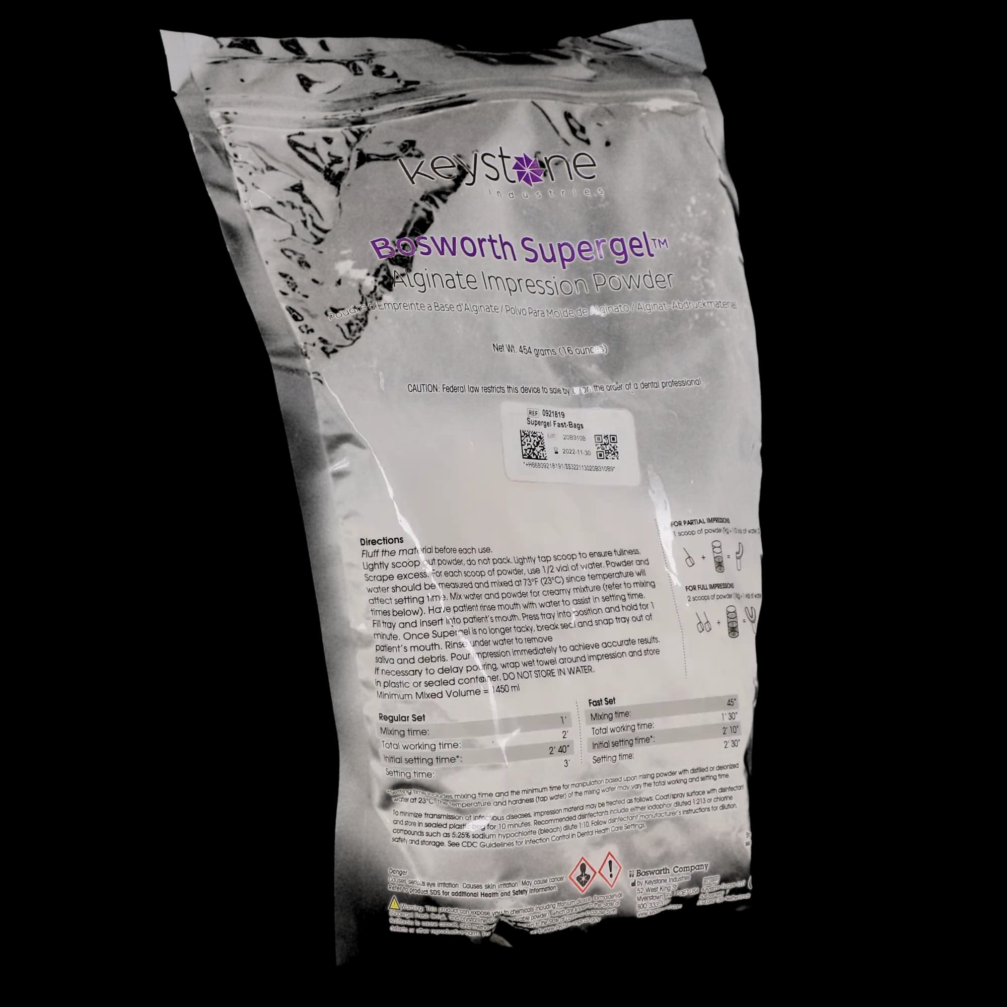 Keystone Supergel Alginate Impression Material, Fast Set, Pouch, 1 lb, 1/Pk, 921819 - Supergel Alginate Impression Material, Fast Set, Pouch, 1 lb, 1/Pk, 921819 - Image 1