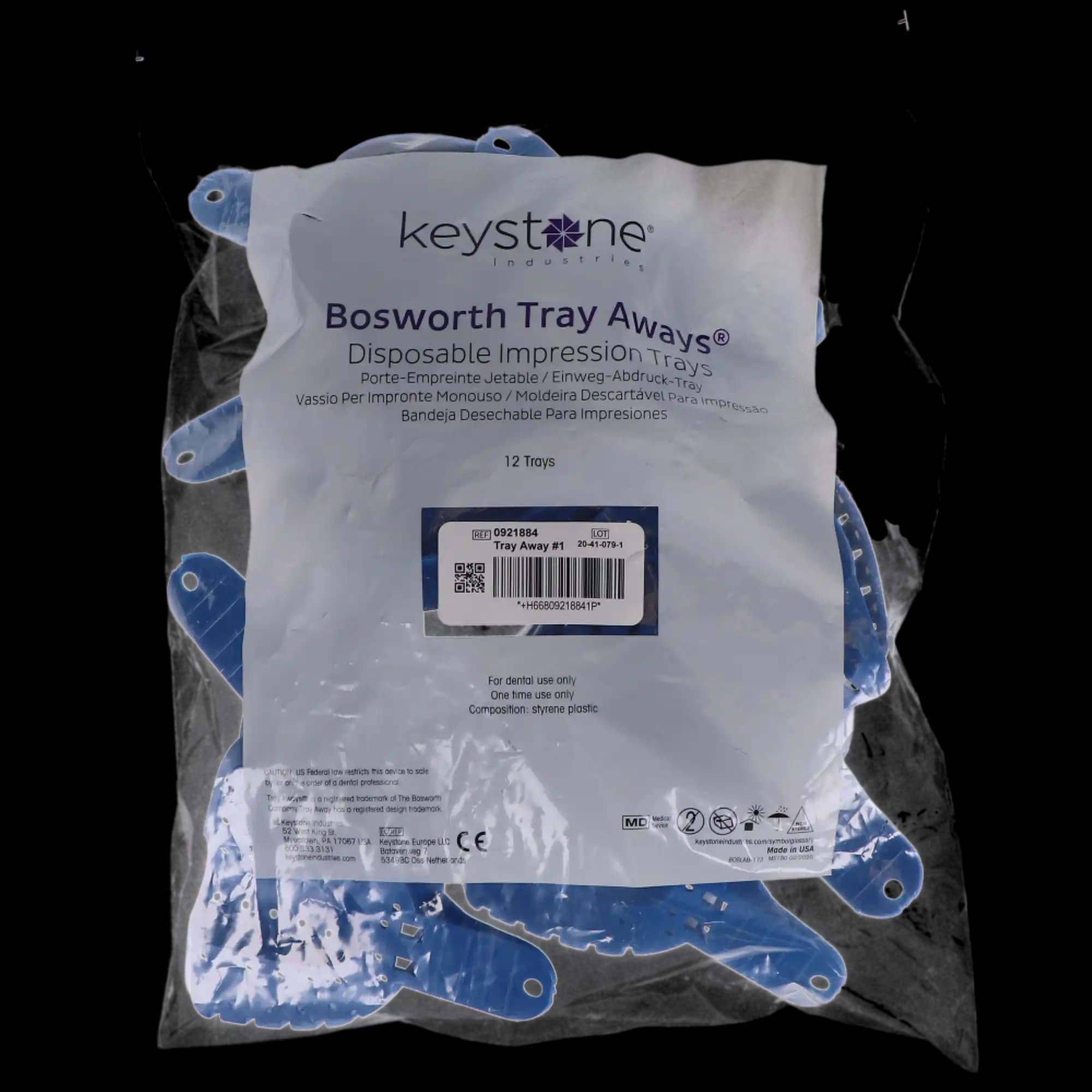 Keystone Tray Aways Disposable Plastic Impression Trays, Perforated, #1, Large, Upper, 12/Pk, 921884 thumbnail 4