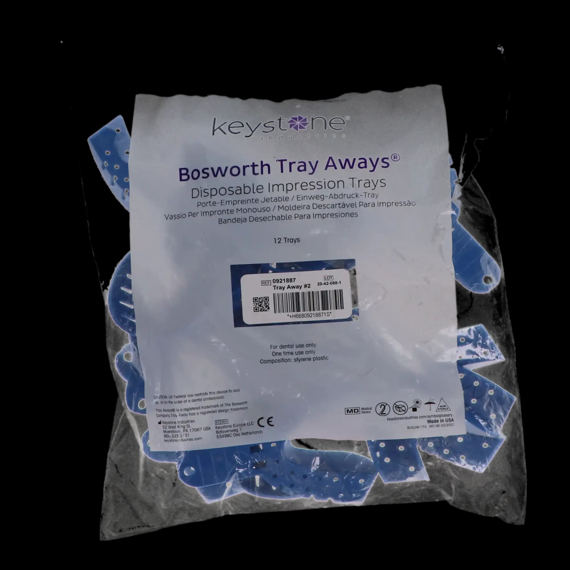 Keystone Tray Aways Disposable Plastic Impression Trays, Perforated, #2, Large, Lower, 12/Pk, 921887 thumbnail 4