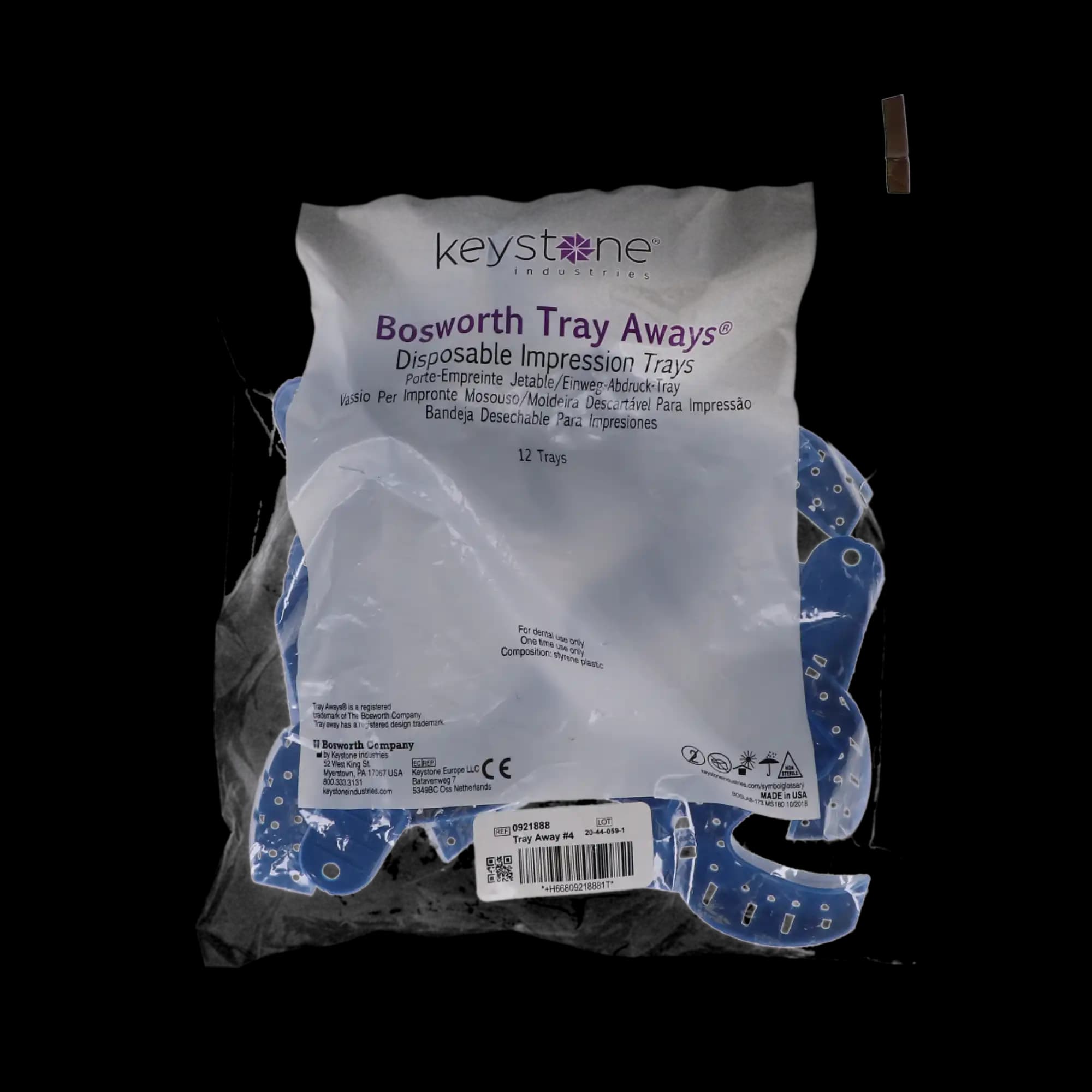 Keystone Tray Aways Disposable Plastic Impression Trays, Perforated, #4, Medium, Lower, 12/Pk, 921888 thumbnail 4