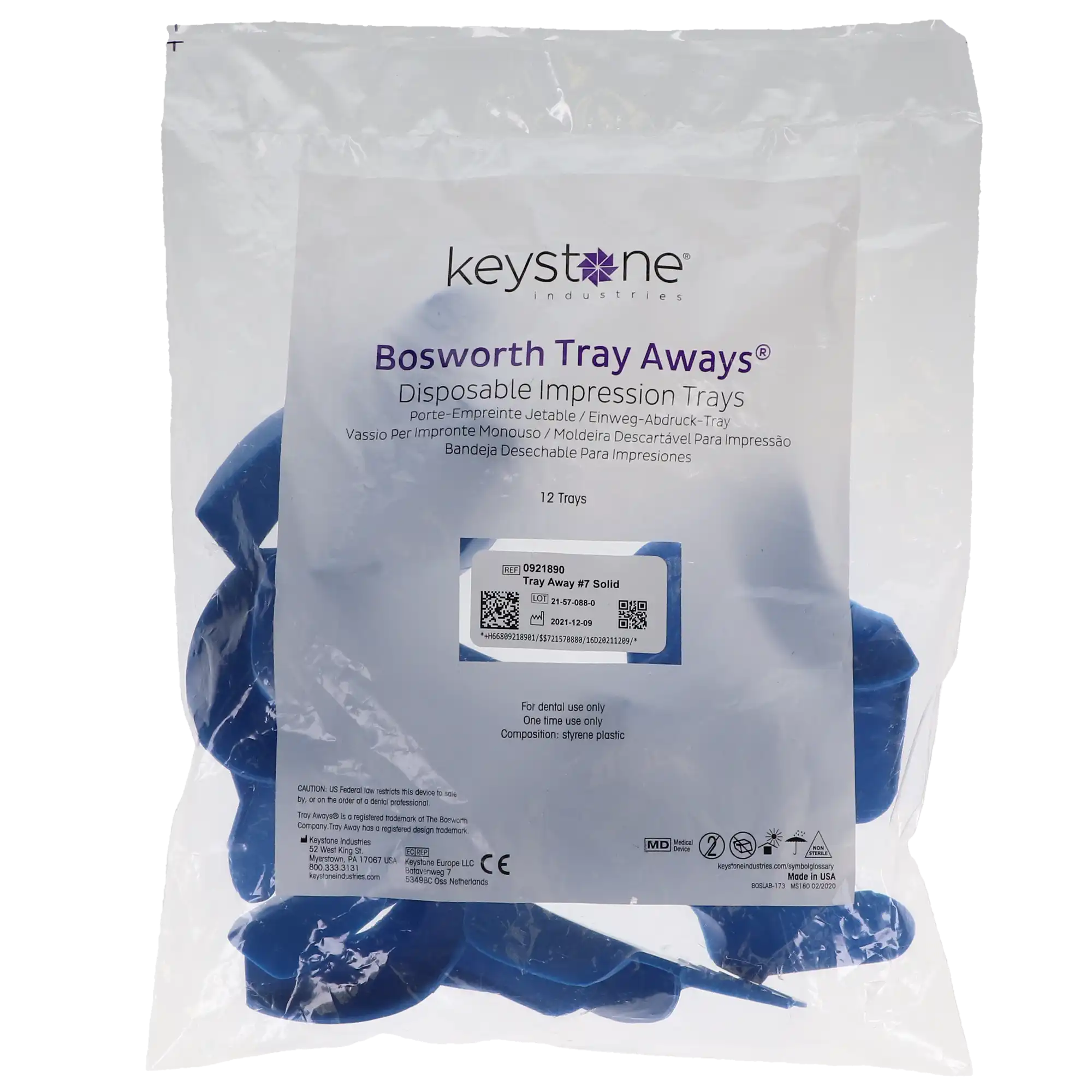 Keystone Tray Aways Disposable Plastic Impression Trays, Solid, #7S, Partial Upper Right/Lower Left, 12/Pk, 921890 thumbnail 5