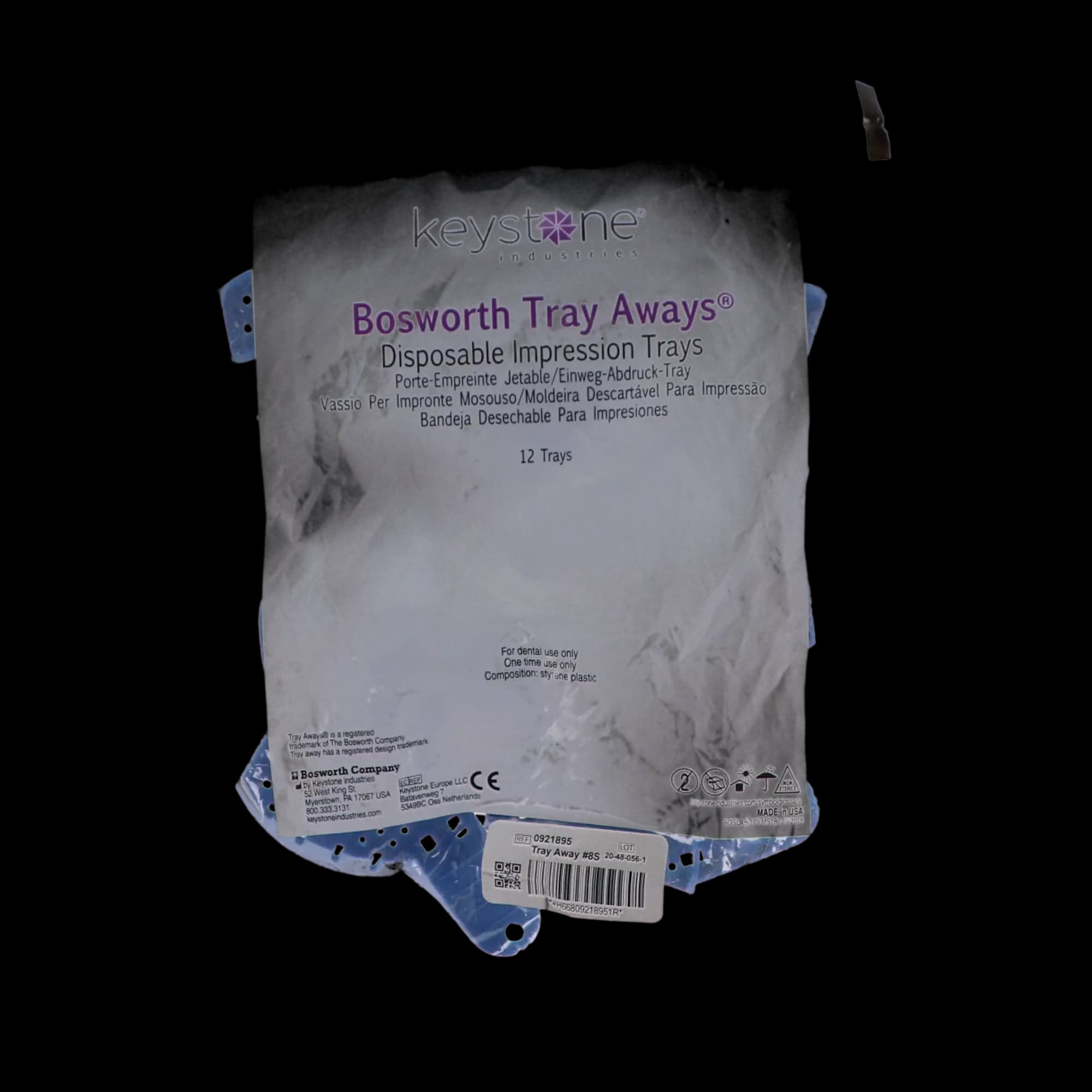 Keystone Tray Aways Disposable Plastic Impression Trays, Perforated, #8S, Partial Upper Left/Lower Right, 12/Pk, 921895 thumbnail 4