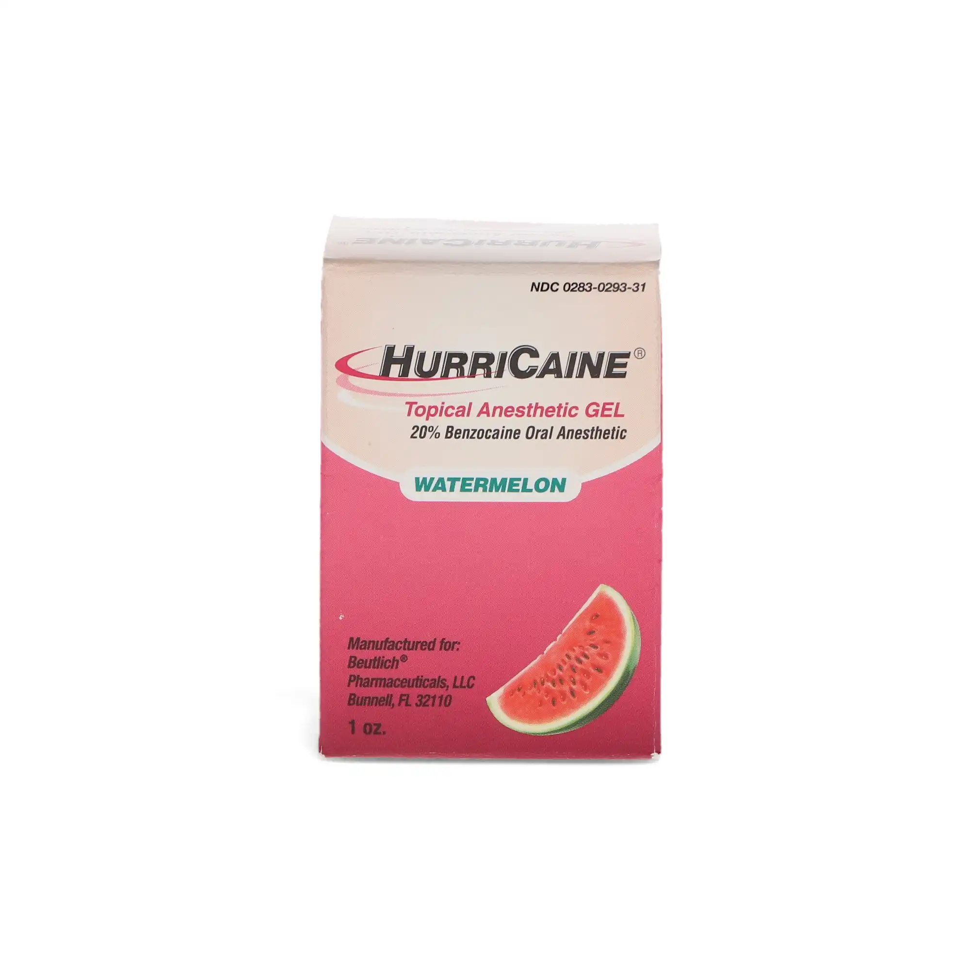 HurriCaine Topical Anesthetic Gel, 20% Benzocaine, Watermelon, 1 oz Jar, 1/Pk, NDC 0283-0293-31 thumbnail 2