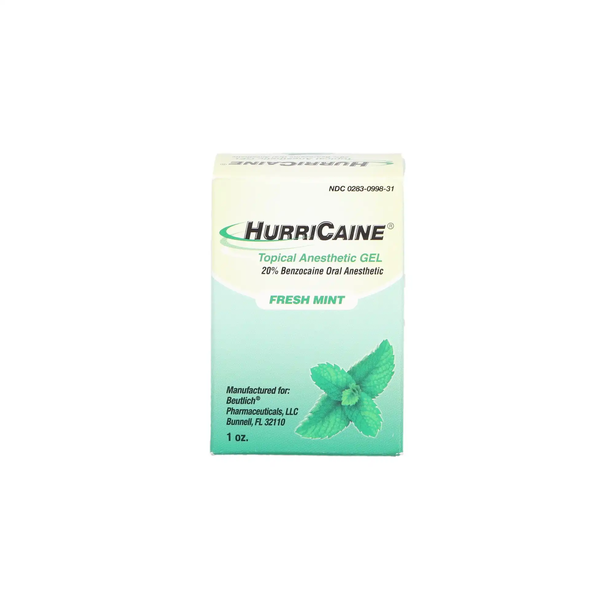 HurriCaine Topical Anesthetic Gel, 20% Benzocaine, Fresh Mint, 1 oz Jar, 1/Pk, NDC 0283-0998-31 thumbnail 2