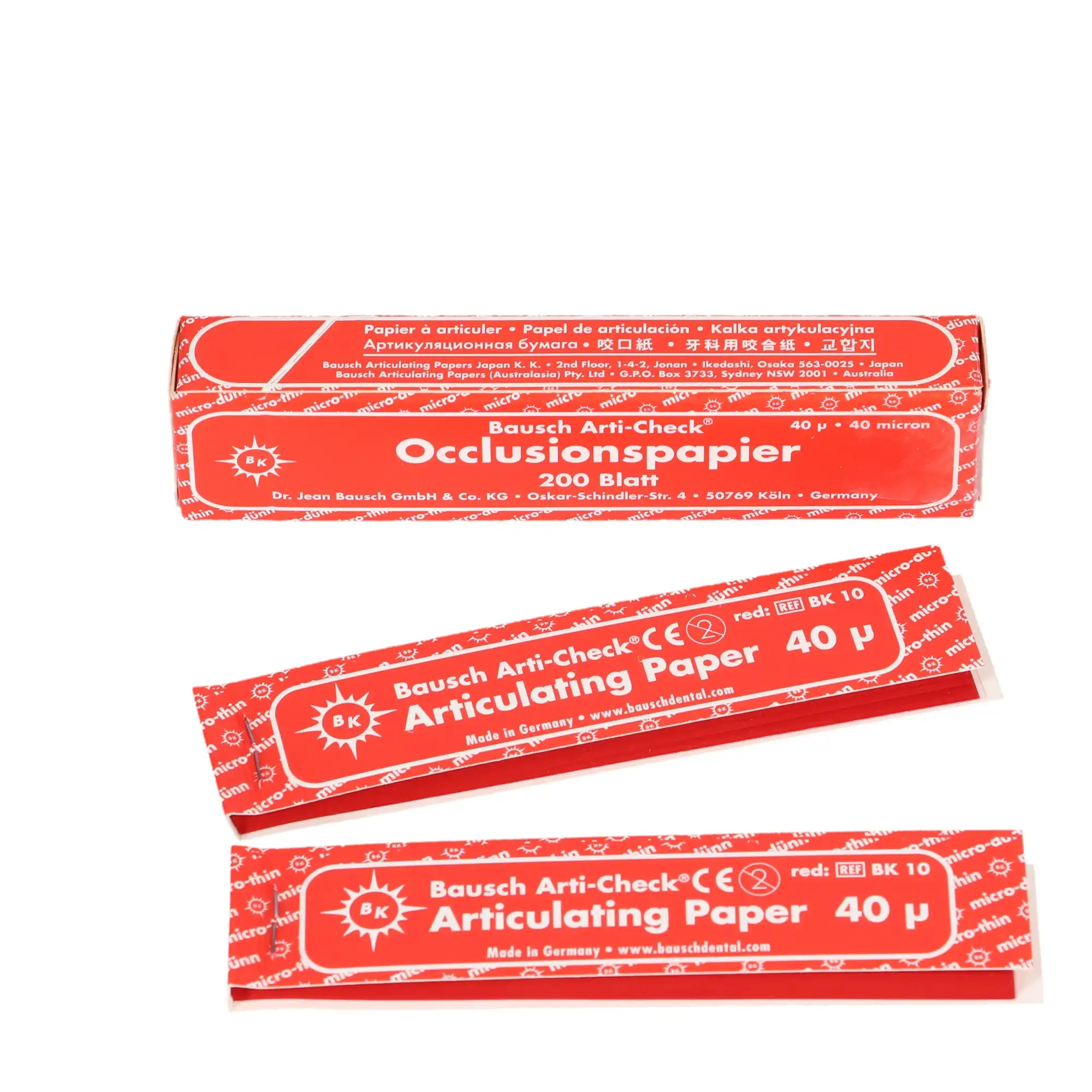 Bausch Arti-Check Articulating Paper Strips, Straight Booklets, 104 x 20 mm, 40 Microns, Red, 200/Pk, BK-10 thumbnail 8