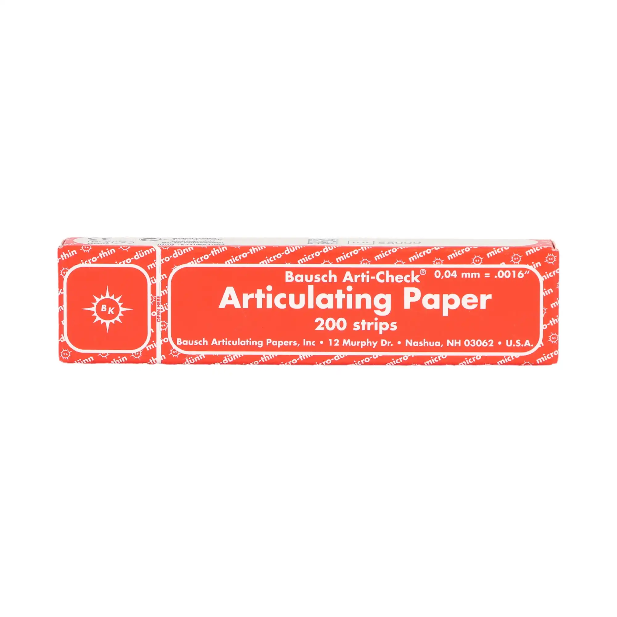 Bausch Arti-Check Articulating Paper Strips, Straight Booklets, 104 x 20 mm, 40 Microns, Red, 200/Pk, BK-10 thumbnail 9
