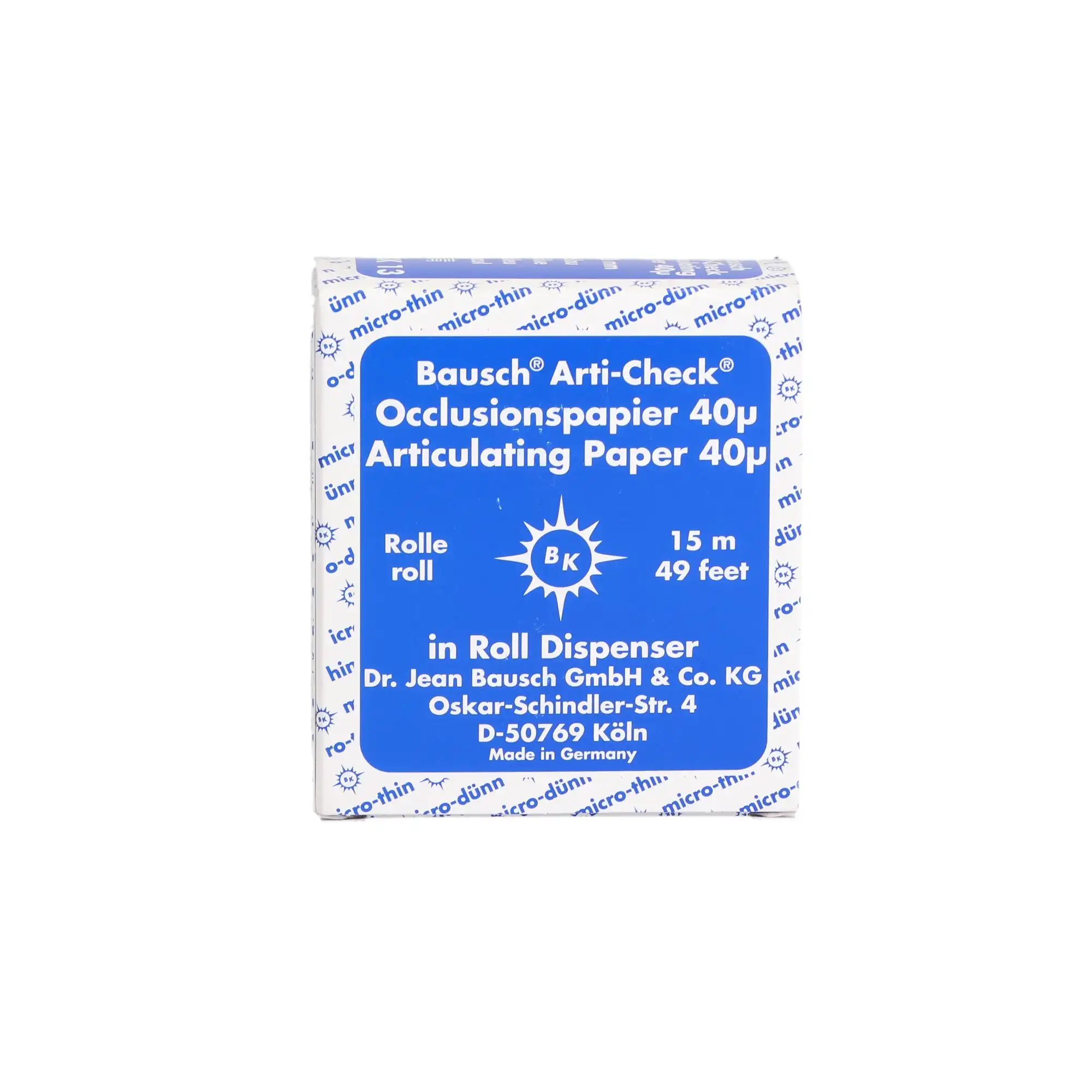 Arti-Check Articulating Paper Roll, with Dispenser, 16 mm x 15 m, 40 microns, Blue, 1/Pk, BK13 thumbnail 2