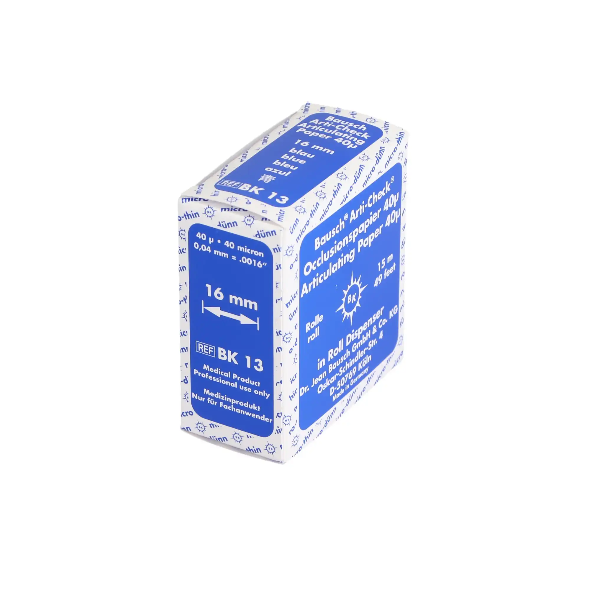 Arti-Check Articulating Paper Roll, with Dispenser, 16 mm x 15 m, 40 microns, Blue, 1/Pk, BK13 thumbnail 3