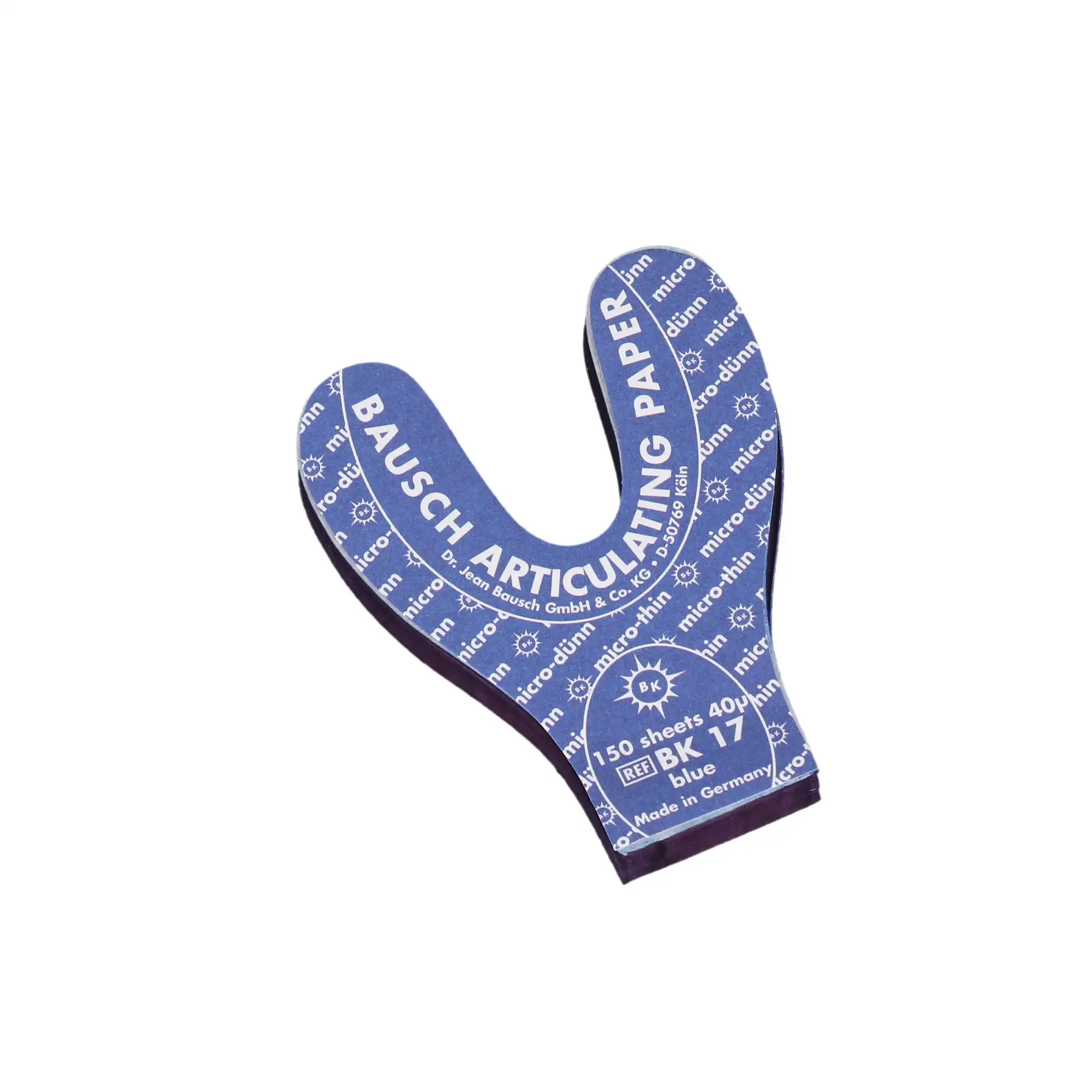 Arti-Check Micro-Thin Articulating Paper, Horseshoe, 40 Microns, Blue, 150/Pk, BK17 thumbnail 2