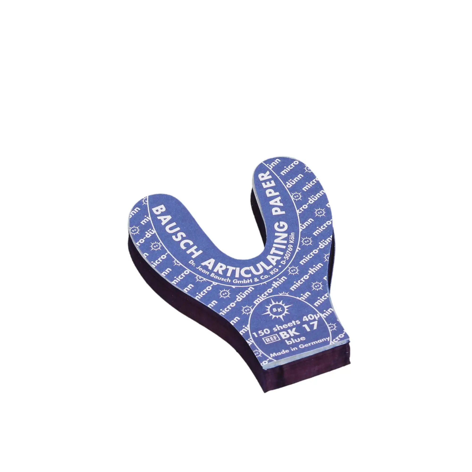 Arti-Check Micro-Thin Articulating Paper, Horseshoe, 40 Microns, Blue, 150/Pk, BK17 thumbnail 3