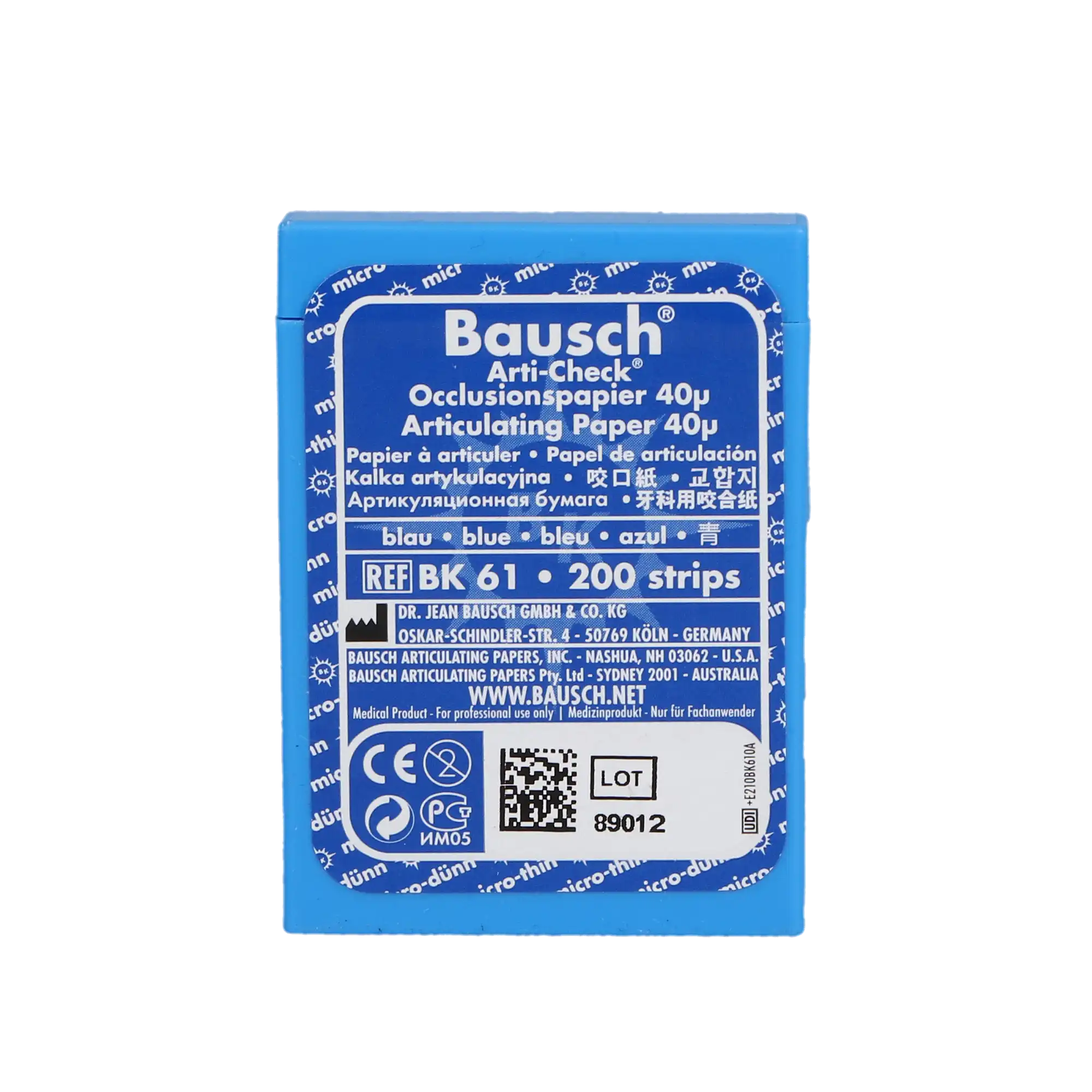 Bausch Arti-Check Micro-Thin Articulating Paper, 40 Microns, Blue, Pre-Cut Strips, 200/Pk, BK61 thumbnail 6