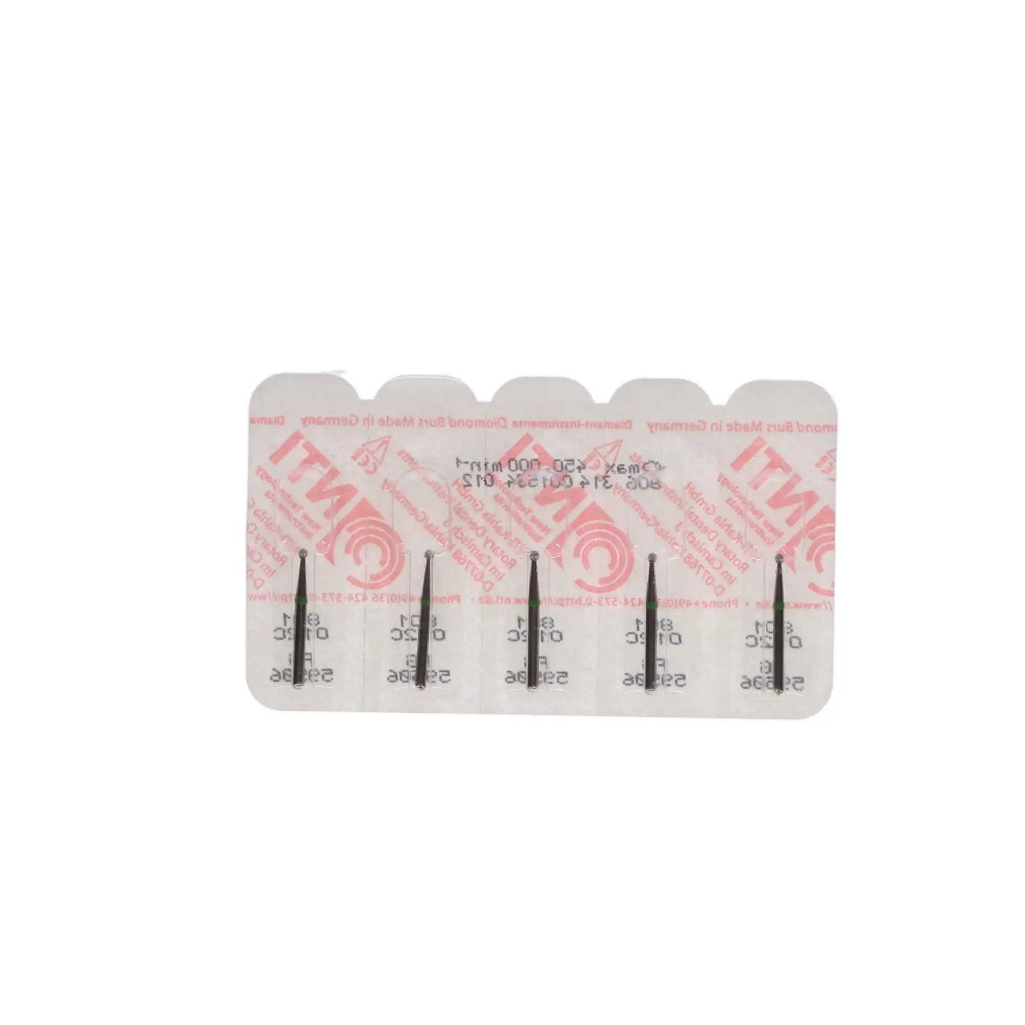 NTI Diamond Burs, FG, Round, # C801, 1.2 mm, Coarse, Green, 5/Pk, C801-012 thumbnail 5