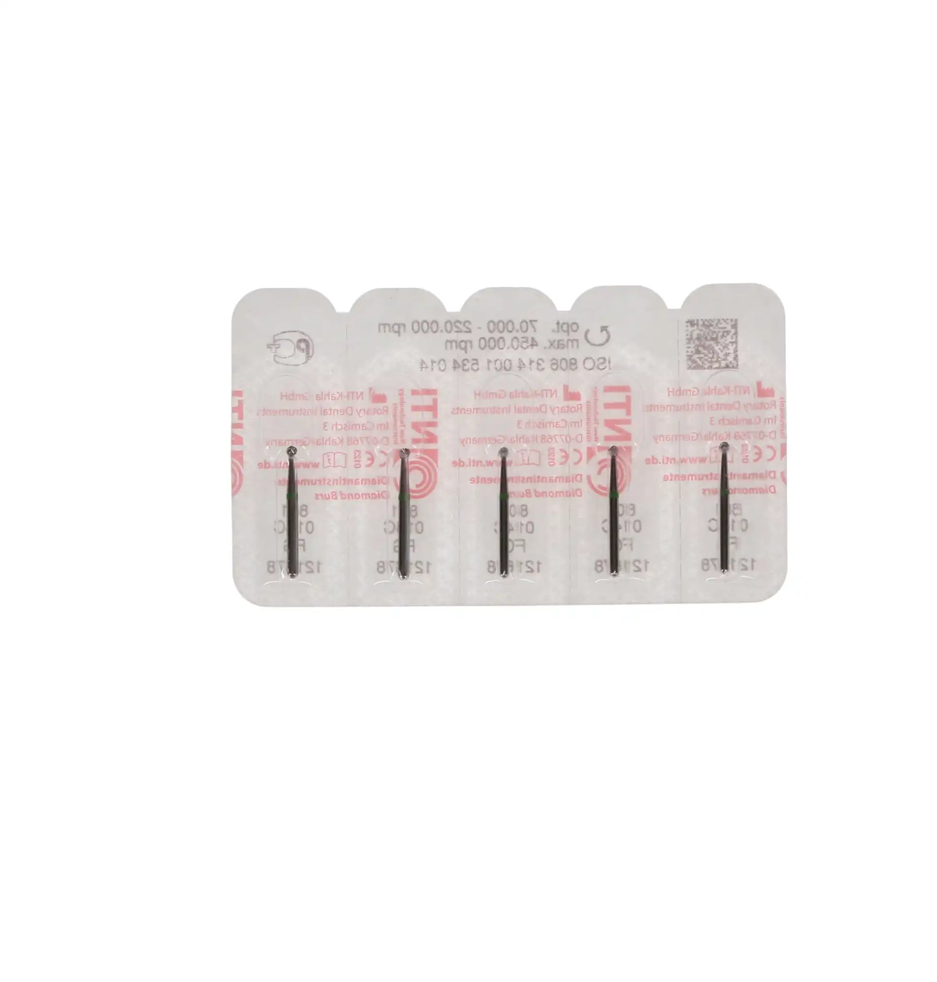 NTI Diamond Bur, FG, Round, #801-014, 1.4 mm, Coarse, Green, 5/Pk, C801-014 thumbnail 5