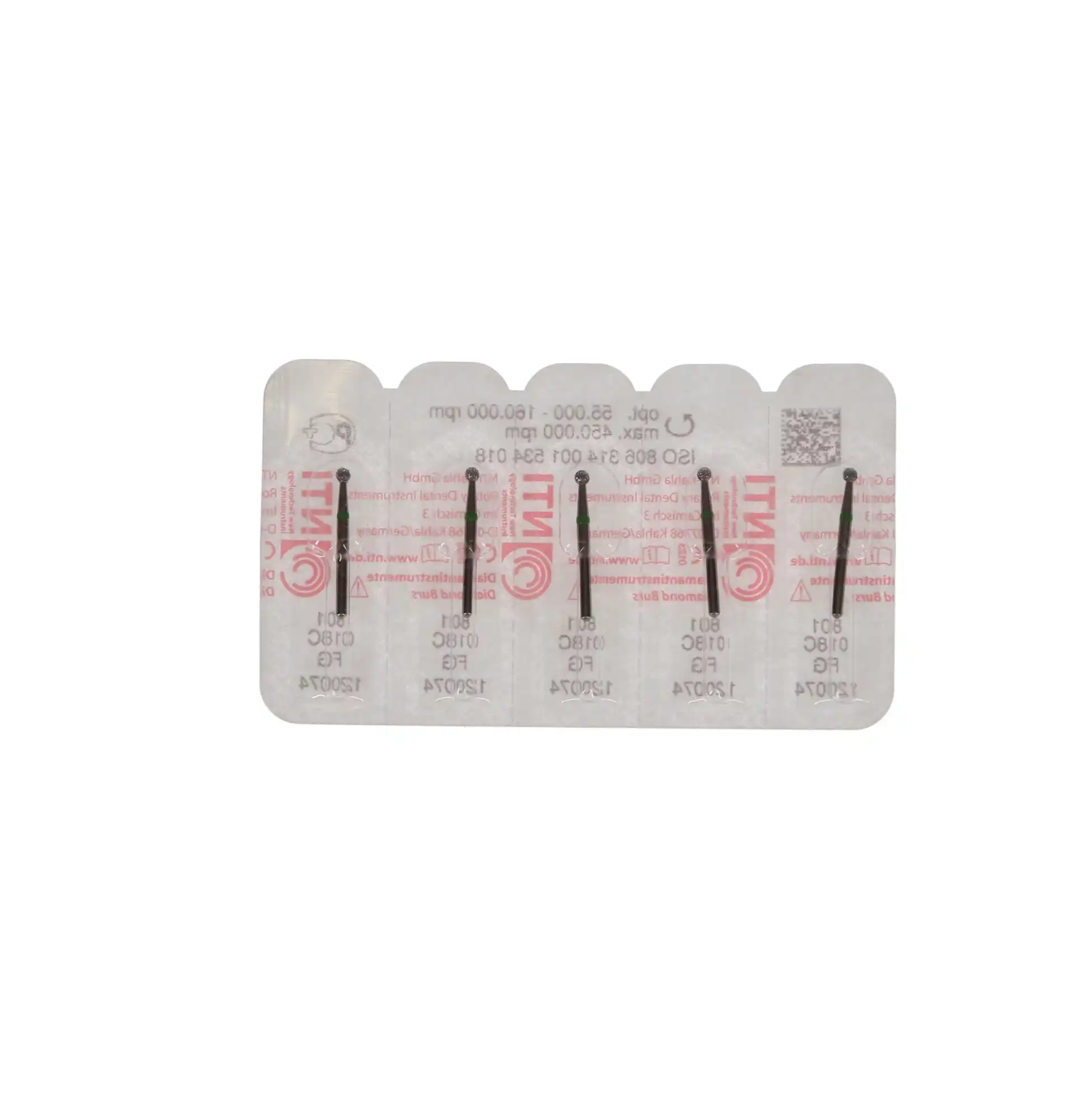 NTI Diamond Bur, FG, Round, # C801, 1.8 mm, Coarse, Green, 5/Pk, C801-018 thumbnail 5