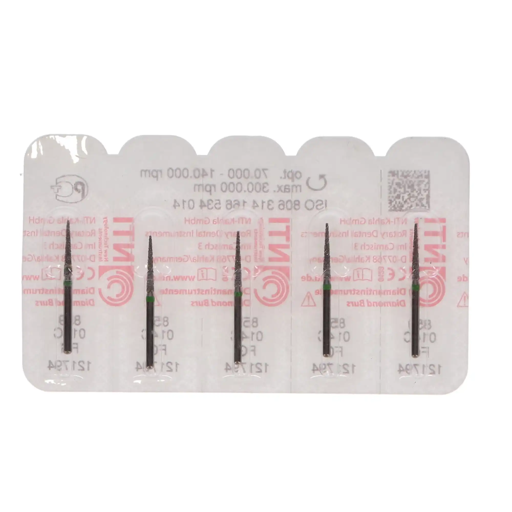 NTI Diamond Bur, FG, Needle, #859, 1.4 mm, Coarse, Green, 5/Pk, C859-014 thumbnail 5