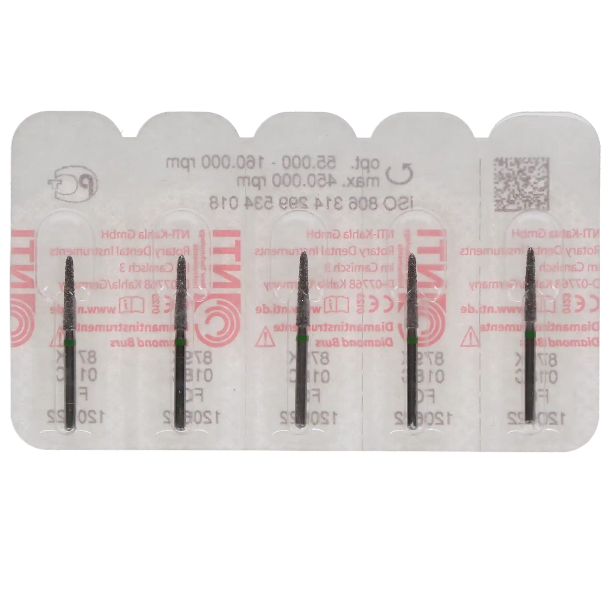 NTI Diamond Bur, FG, Curettage, Coarse, Green, #C879K-018, 1.8 mm Diameter, 10.0 mm Length, 5/Pk thumbnail 5
