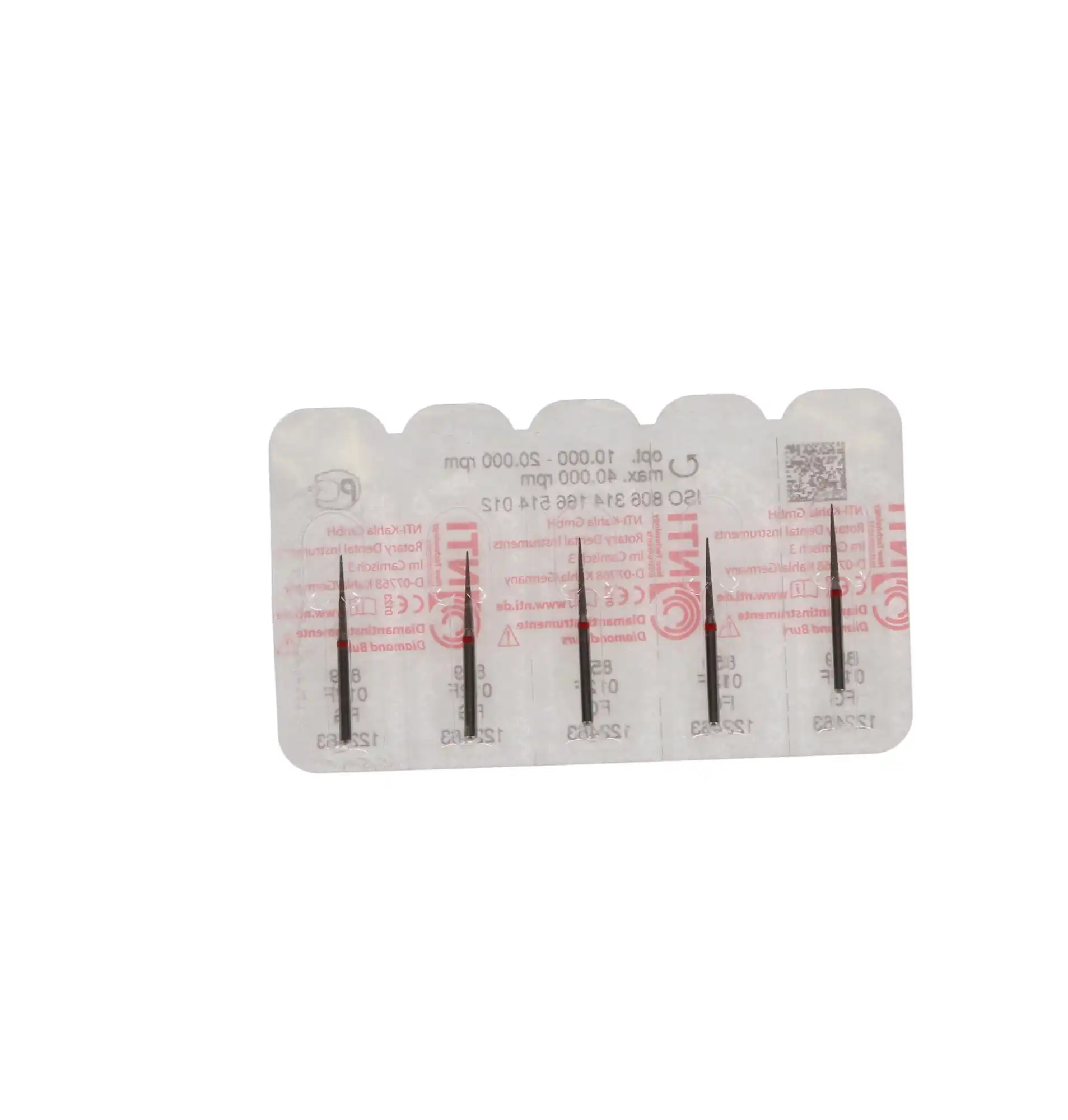 NTI Diamond Bur, FG, Needle, # F859, 1.2 mm, Fine, Red, 5/Pk, F859-012 thumbnail 5