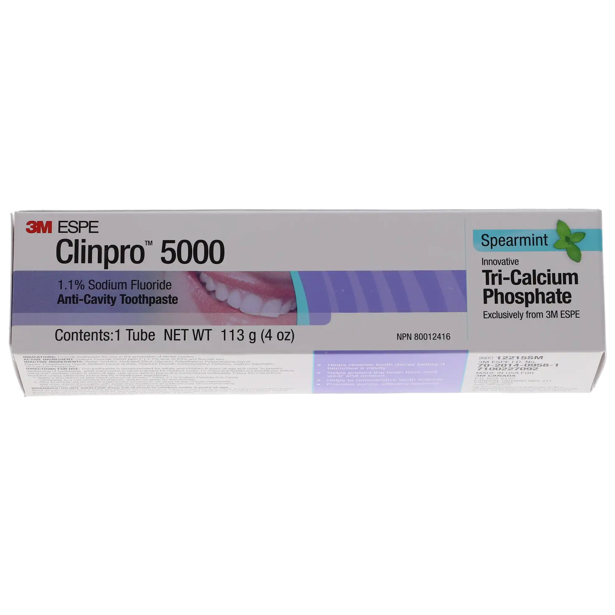 Clinpro 5000 Anti-Cavity Toothpaste, 1.1% Sodium Fluoride, 4 oz Tube, Spearmint, 1/Pk, 12215SM thumbnail 4