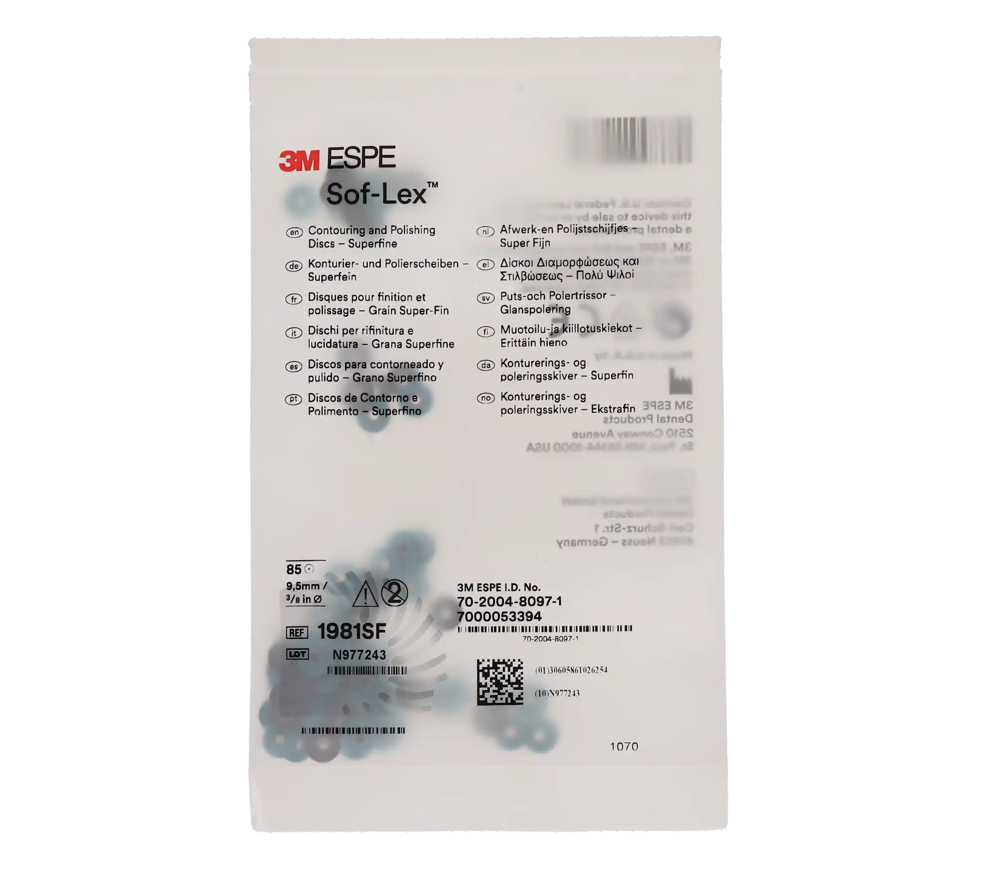 3M Sof-Lex Contouring and Polishing Discs, Pop-On, 3/8" Diameter, Superfine, Light Blue, 85/Pk, 1981SF thumbnail 8