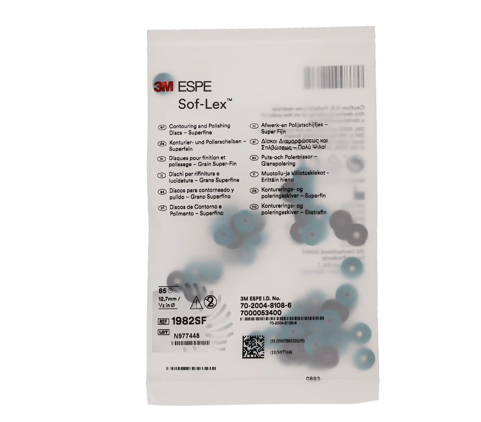 3M Sof-Lex Contouring and Polishing Discs, Pop-On, 1/2" Diameter, Superfine, Light Blue, 85/Pk, 1982SF thumbnail 8